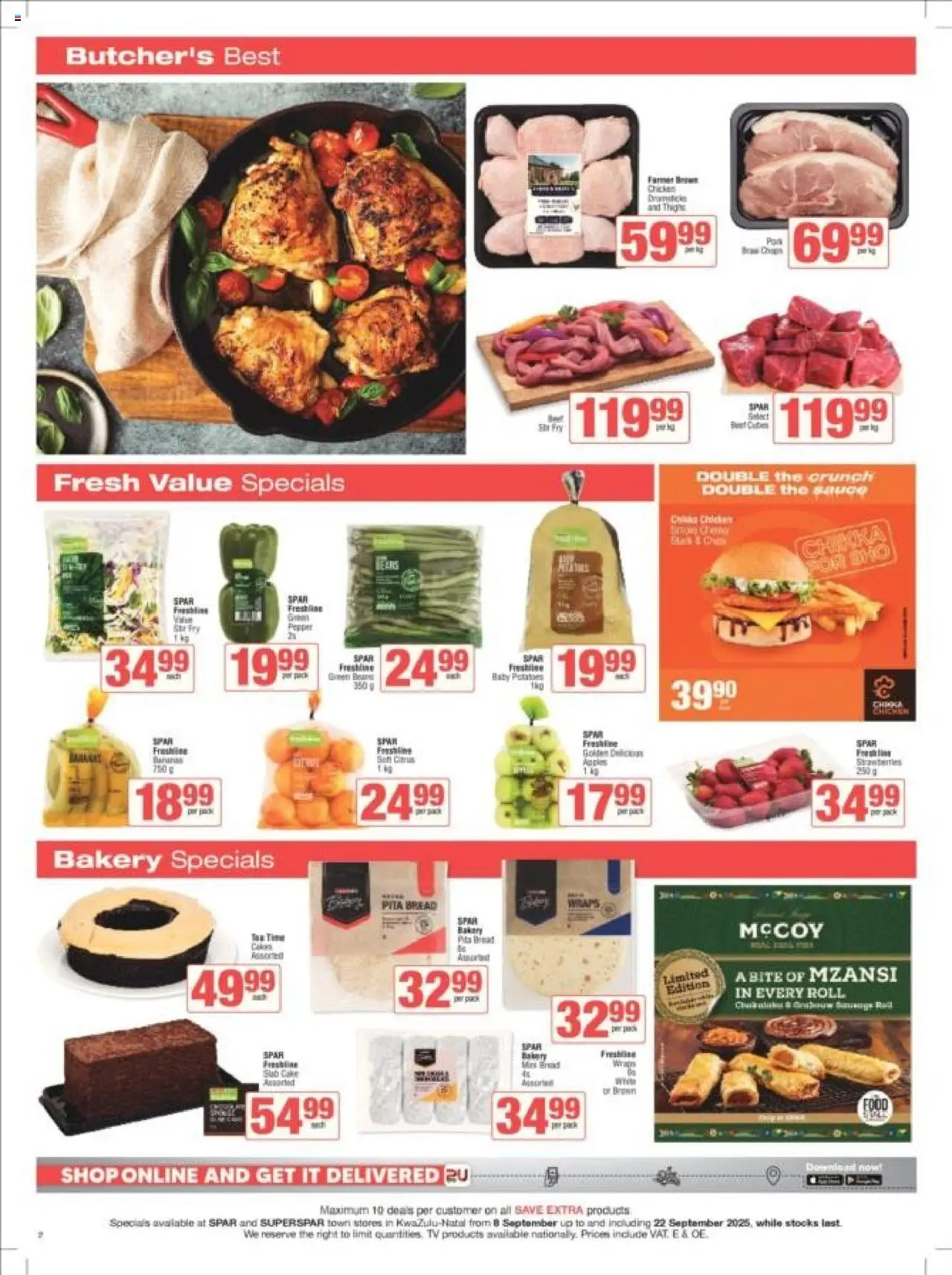 New Superspar catalogue – valid from 08.09.2025 | Page: 2 | Products: Beans, Bread, Chicken, Strawberries