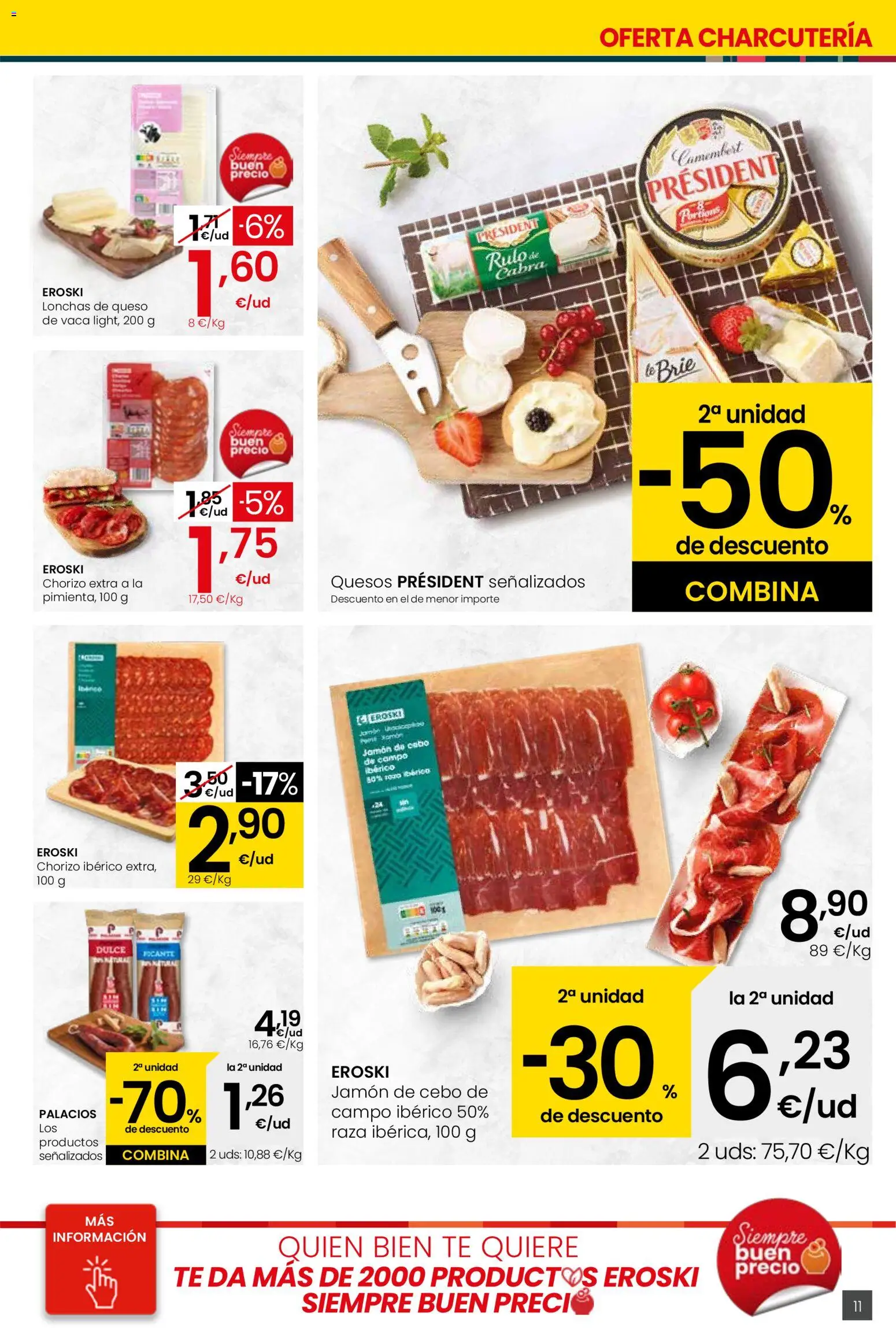 Eroski - Viste tu cesta de primavera  │ válido desde el 12.03.2026 | Página: 11 | Productos: Queso, Jamón, Té