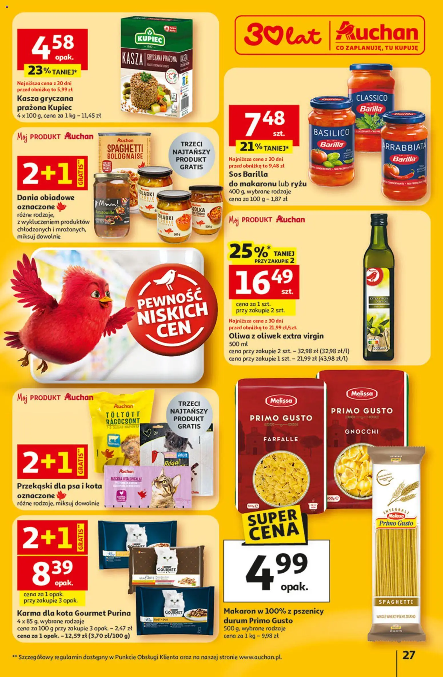 Auchan Gazetka - 30 Lat Hipermarket od 22.01.2026 | Strona: 27 | Produkty: Karma dla kota, Gnocchi, Regał, Sos