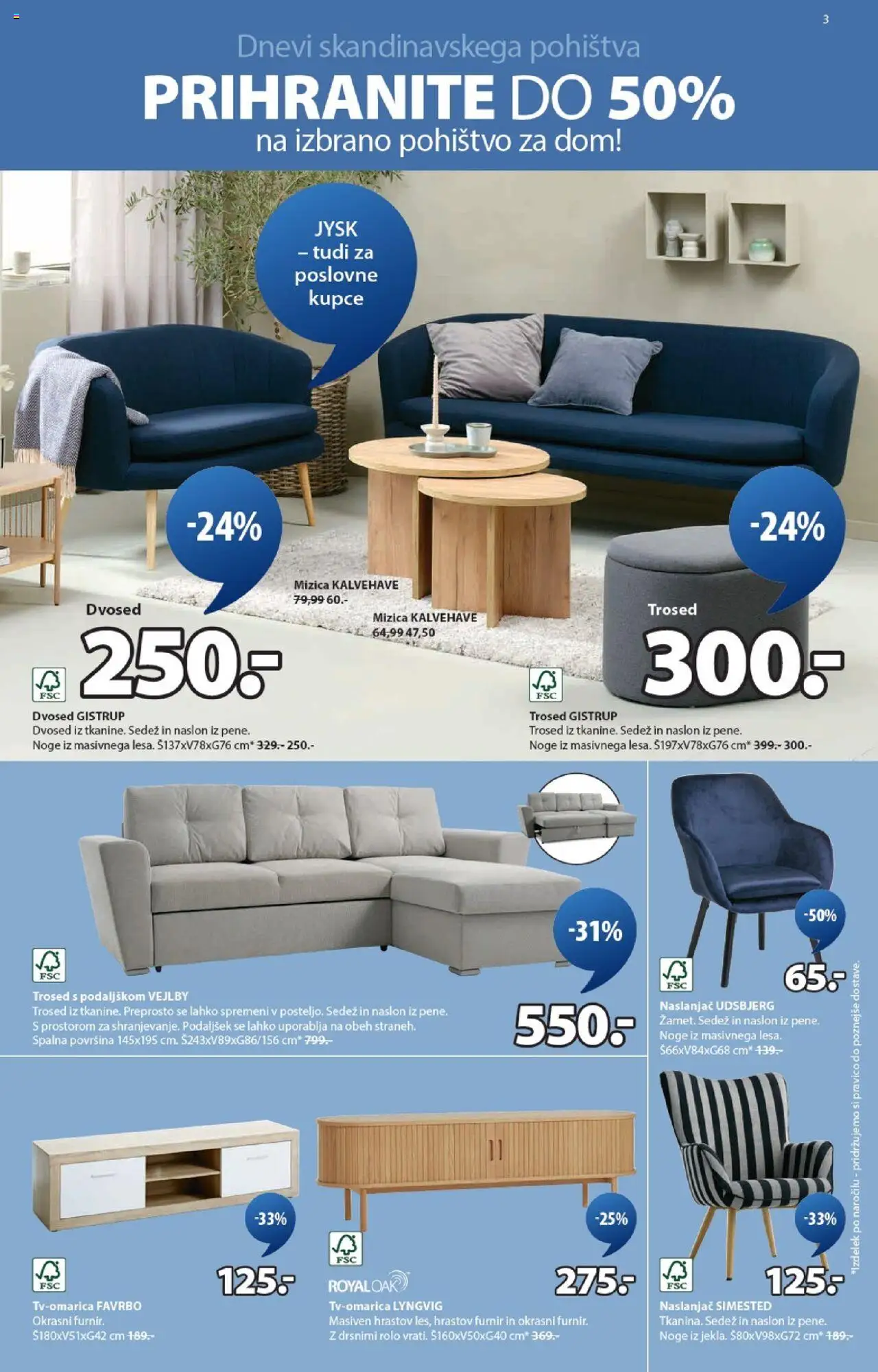 JYSK katalog │ velja od 20.08.2025 | Stran: 3 | Izdelki: Trosed, Dvosed, Furnir, Pohištvo