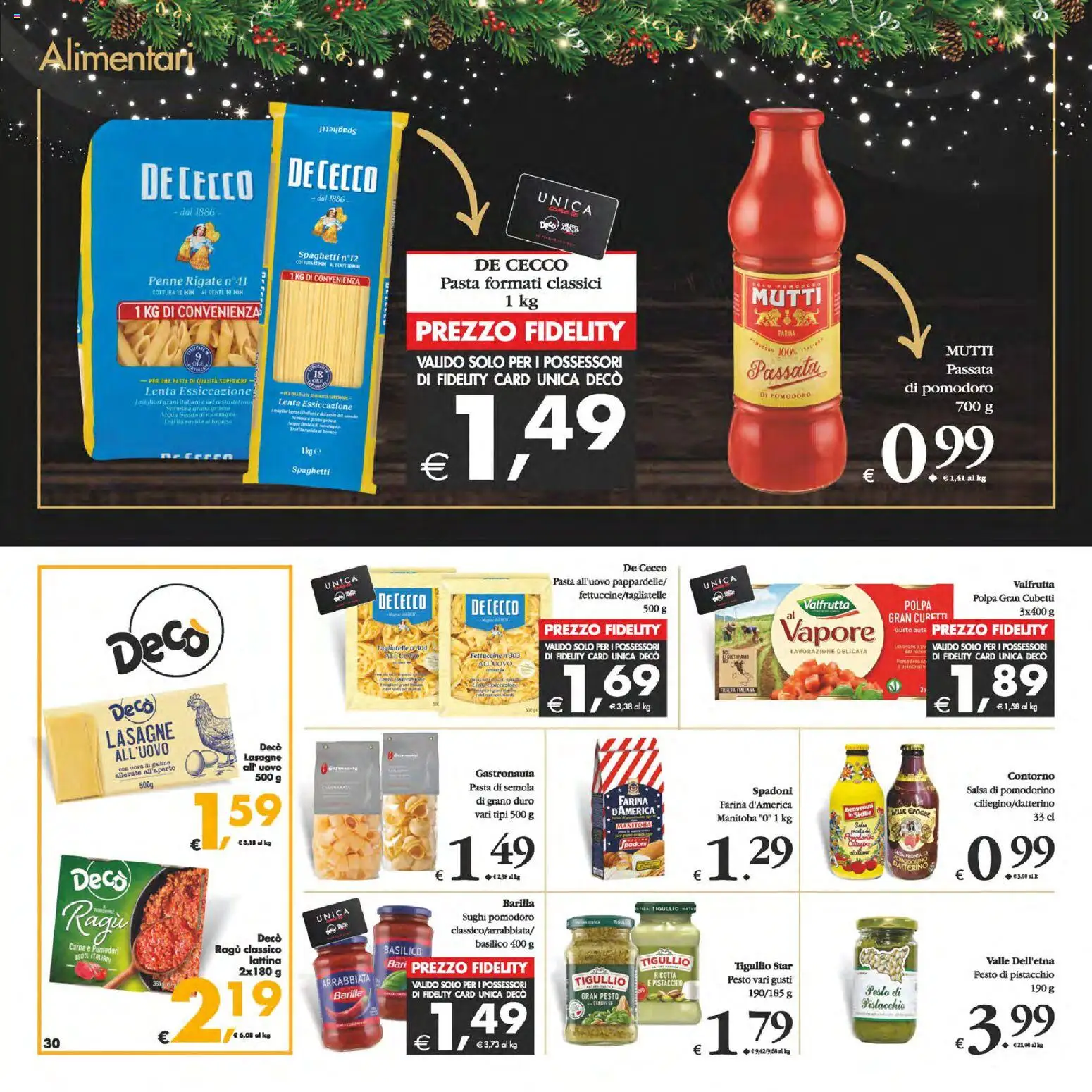 Volantino Decò del 05.12.2025 | Pagina: 30 | Prodotti: Pomodori, Pasta, Ricotta, Penne