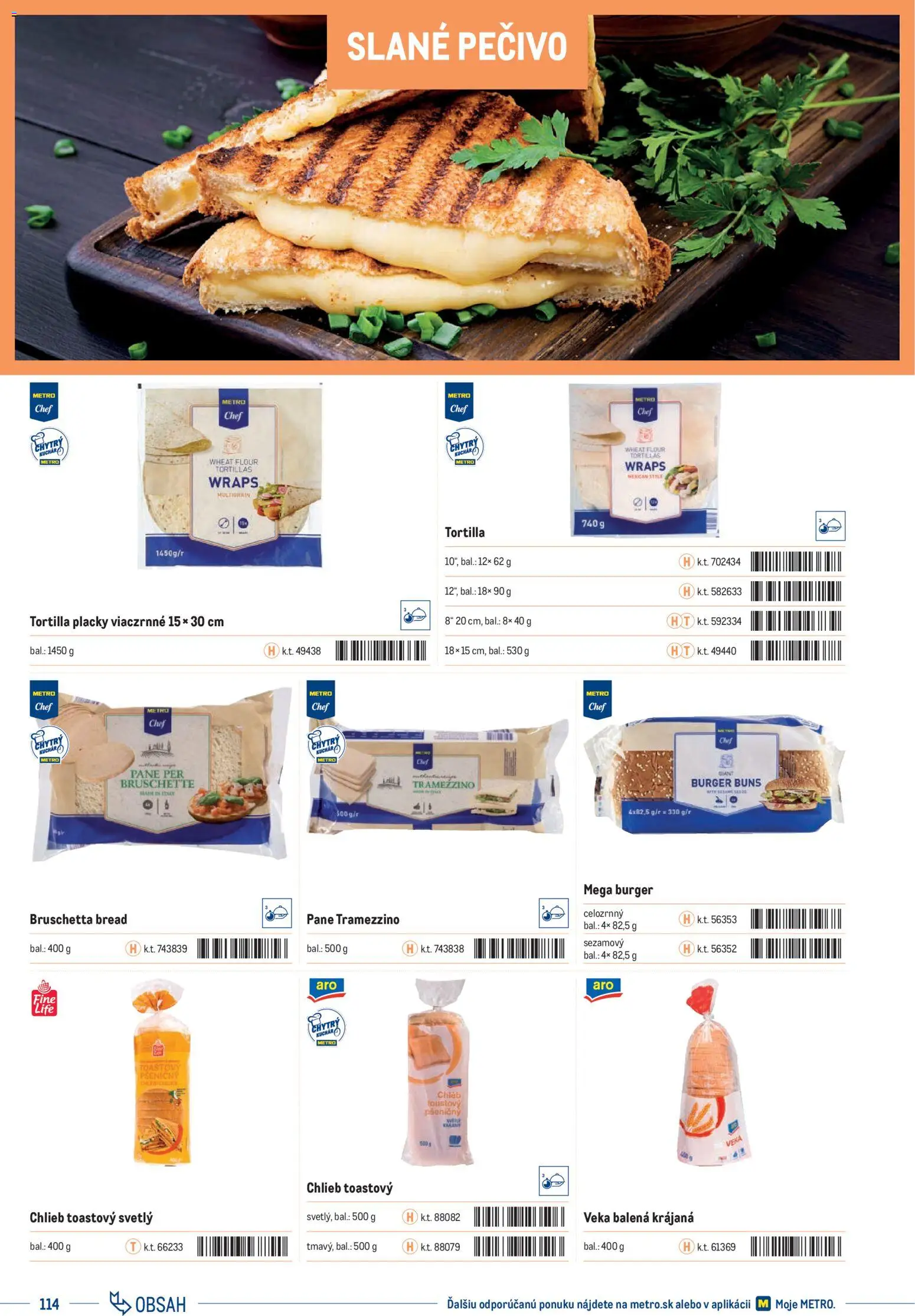 Nové Metro akcie – leták je platný od 01.01.2025 | Strana: 114 | Produkty: Chlieb, Tortilla