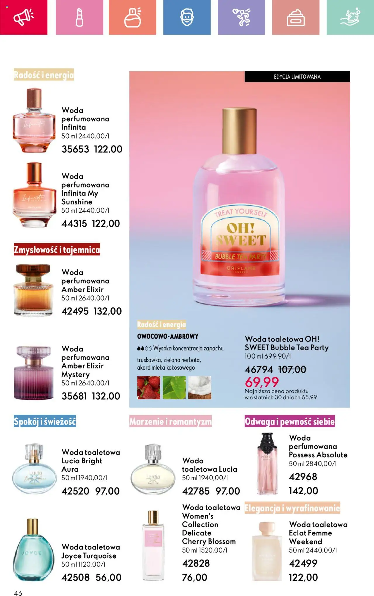 Oriflame Katalog 11 2025 od 27.07.2025 | Strona: 46 | Produkty: Mleka, Woda toaletowa, Woda