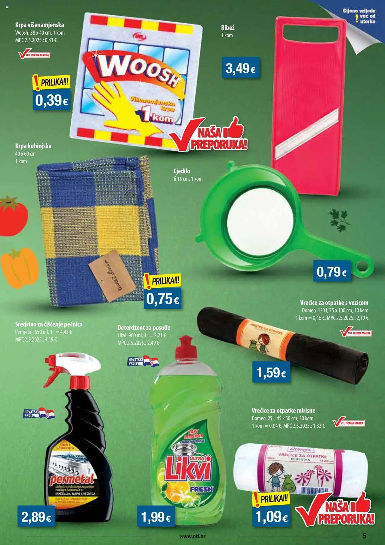 NTL katalog | vrijedi od 06.08.2025 | Stranica: 5 | Proizvodi: Krpa, Deterdžent, Cjedilo, Pećnica