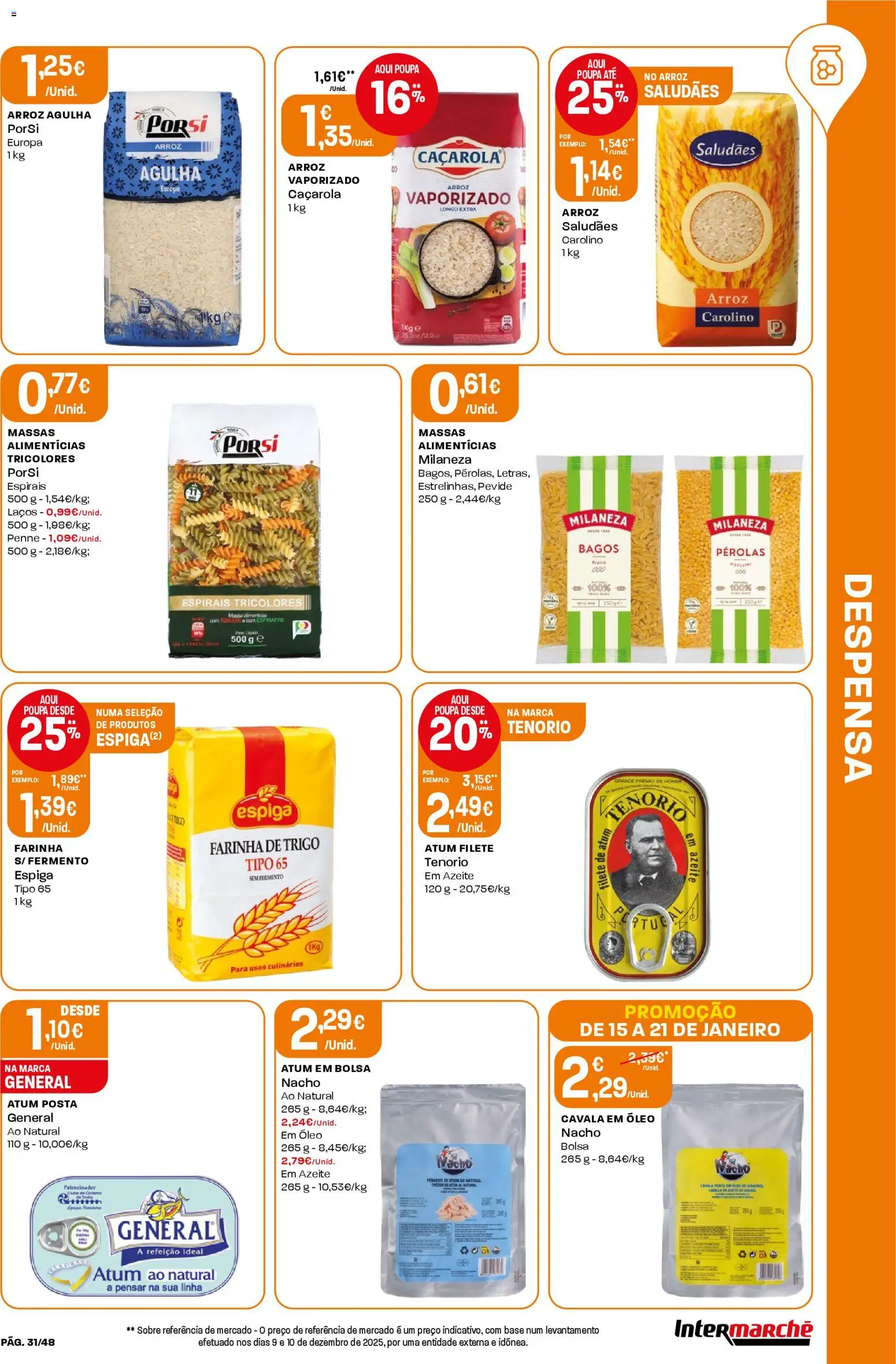 Intermarché folheto │ válido de 15.01.2026 | Página: 31 | Produtos: Atum, Farinha de trigo, Milaneza, Óleo