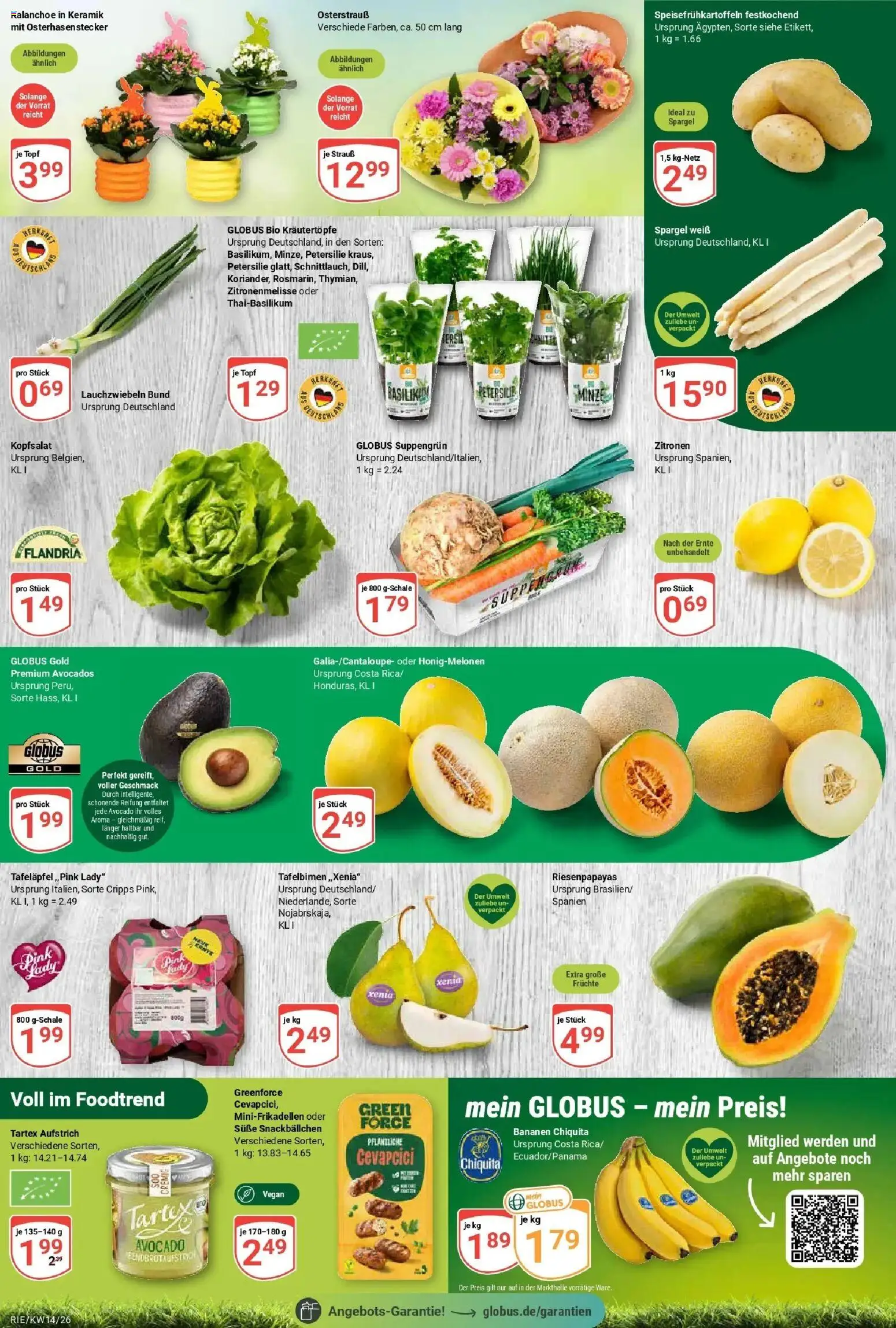 Globus prospekt Bochum-Riemke	 – gültig ab 30.03.2026 | Seite: 11 | Produkte: Cevapcici, Bananen, Spargel, Avocado