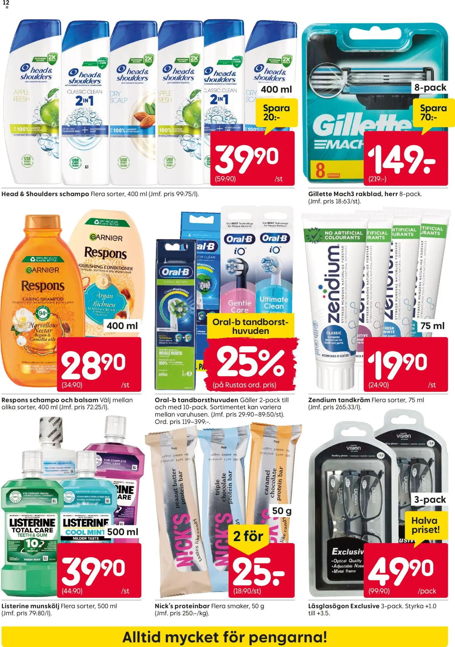 Rusta reklamblad aktuell från 23.02.2026 | Sida: 12 | Produkter: Balsam, Proteinbar, Te, Jeans