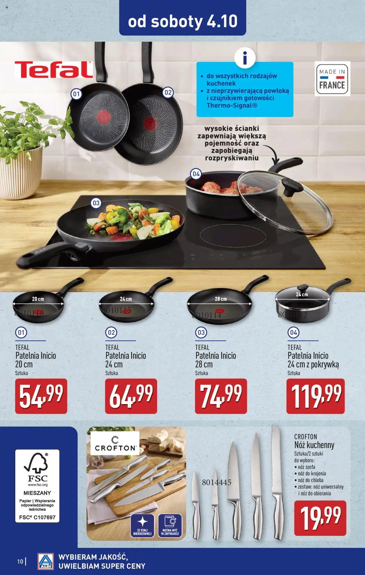 Aldi Gazetka - Artykuły przemysłowe i tekstylia od 29.09.2025 | Strona: 10 | Produkty: Patelnia, Tefal
