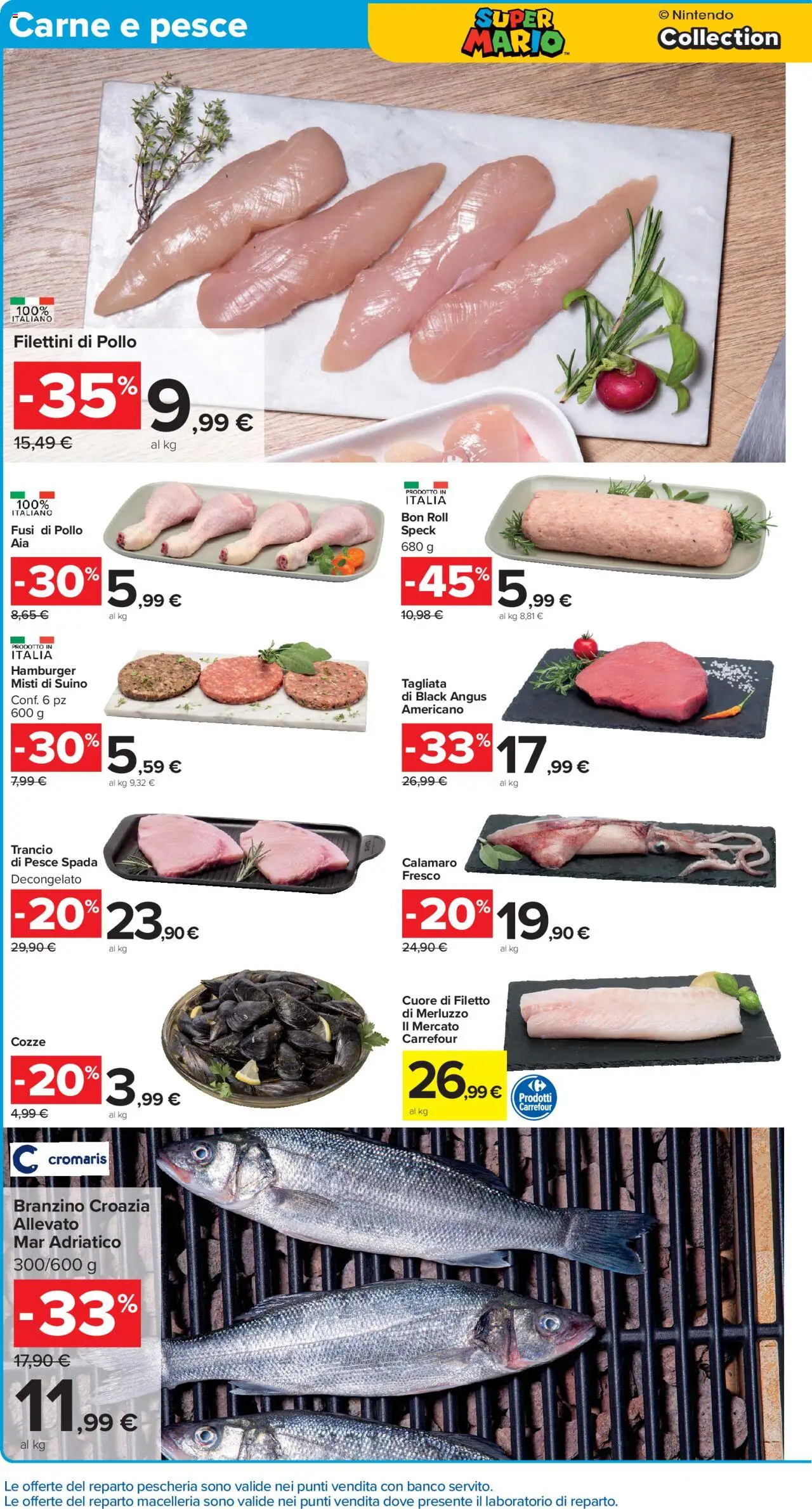 Volantino Carrefour del 10.10.2025 | Pagina: 4 | Prodotti: Pollo, Merluzzo, Suino, Hamburger