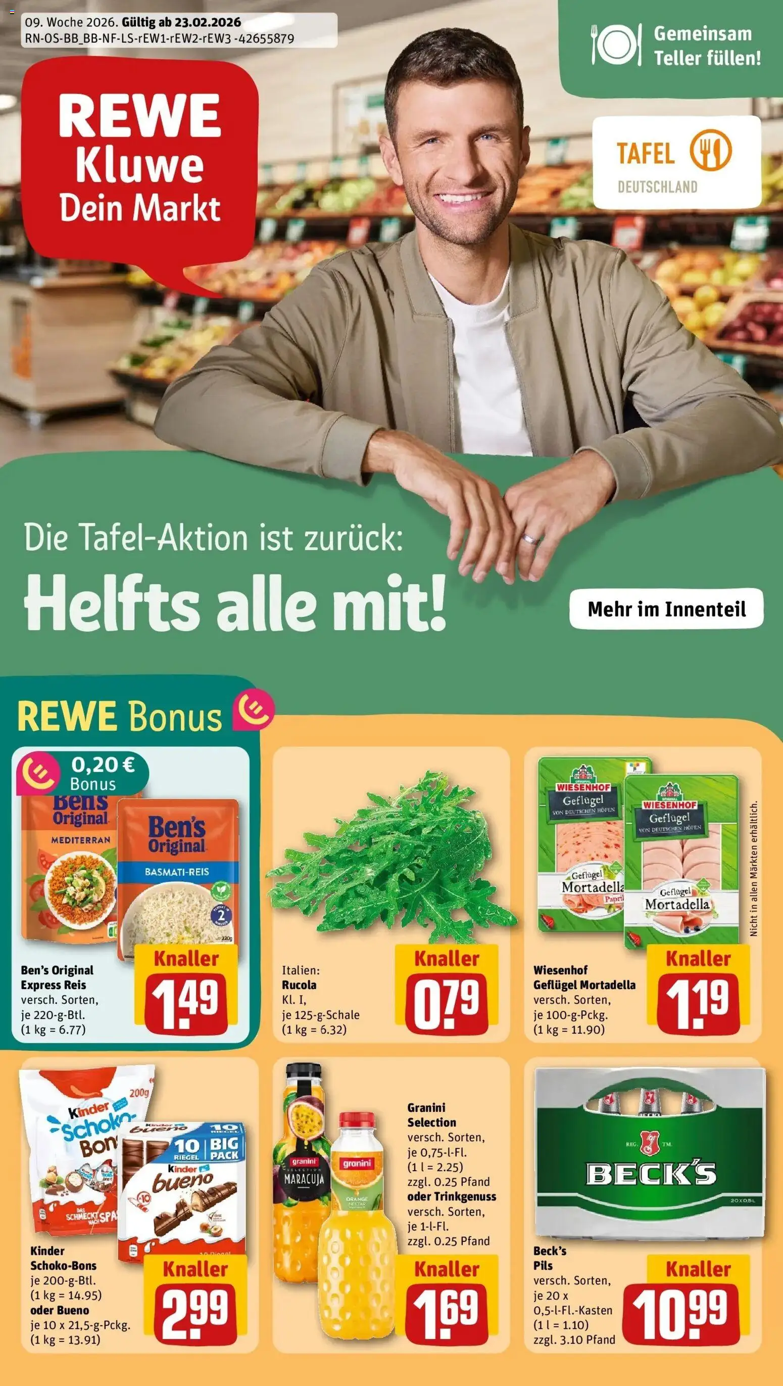 Rewe prospekt Berlin / Johannisthal	 – gültig ab 22.02.2026 | Seite: 1 | Produkte: Basmatireis, Rucola, Pils, Reis