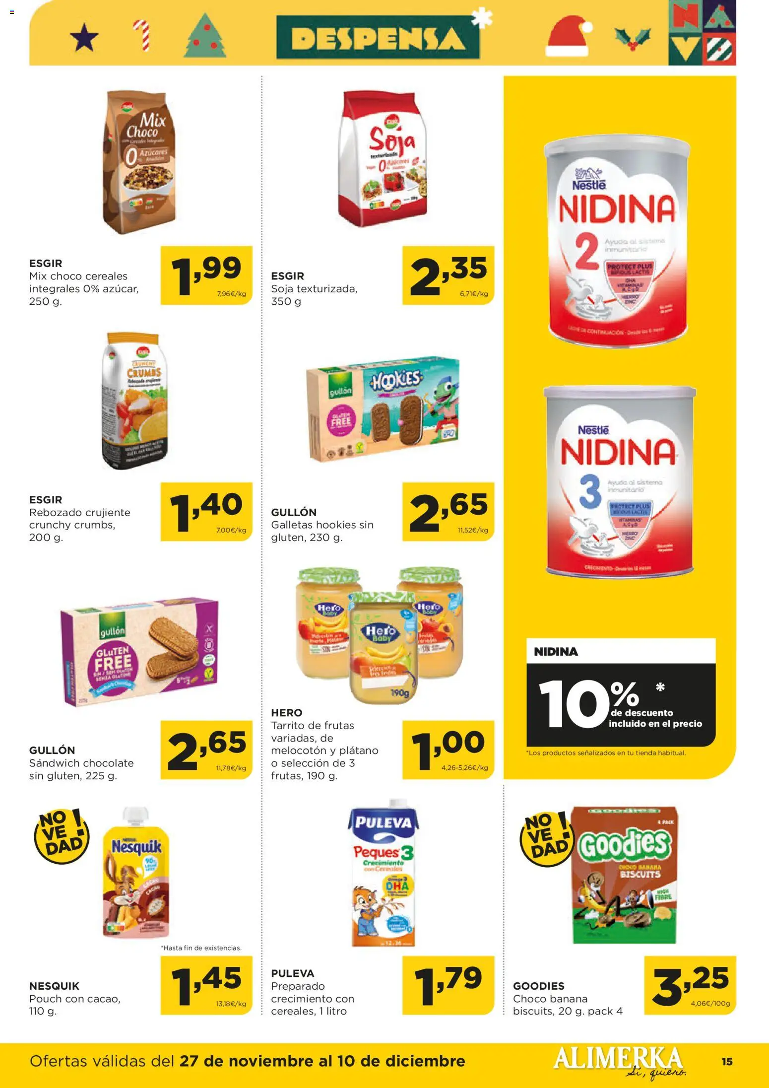Alimerka folleto Castilla y León │ válido desde el 27.11.2025 | Página: 15 | Productos: Chocolate, Cereales, Galletas