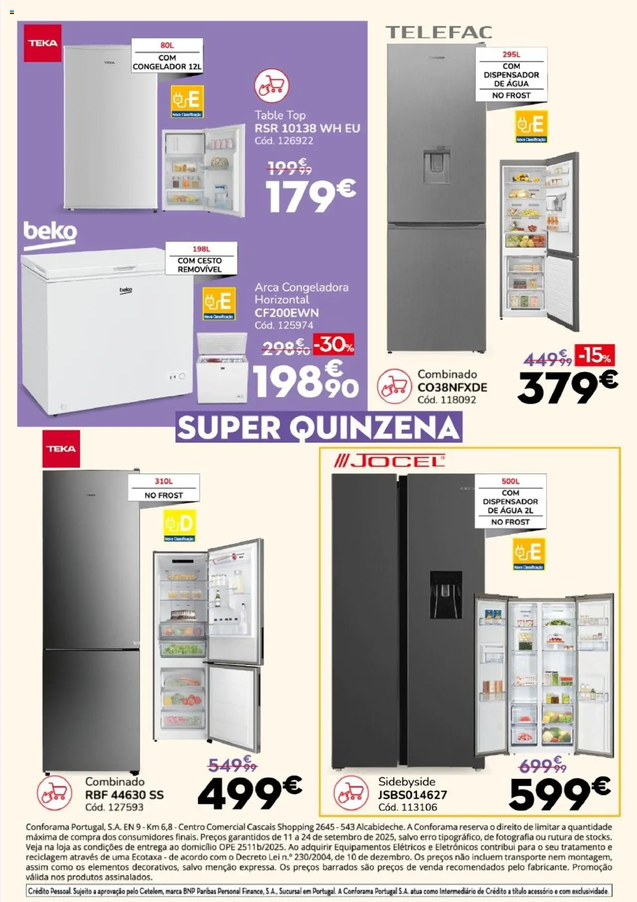 Conforama folheto │ válido de 11.09.2025 | Página: 16 | Produtos: Agua, Congelador, Top