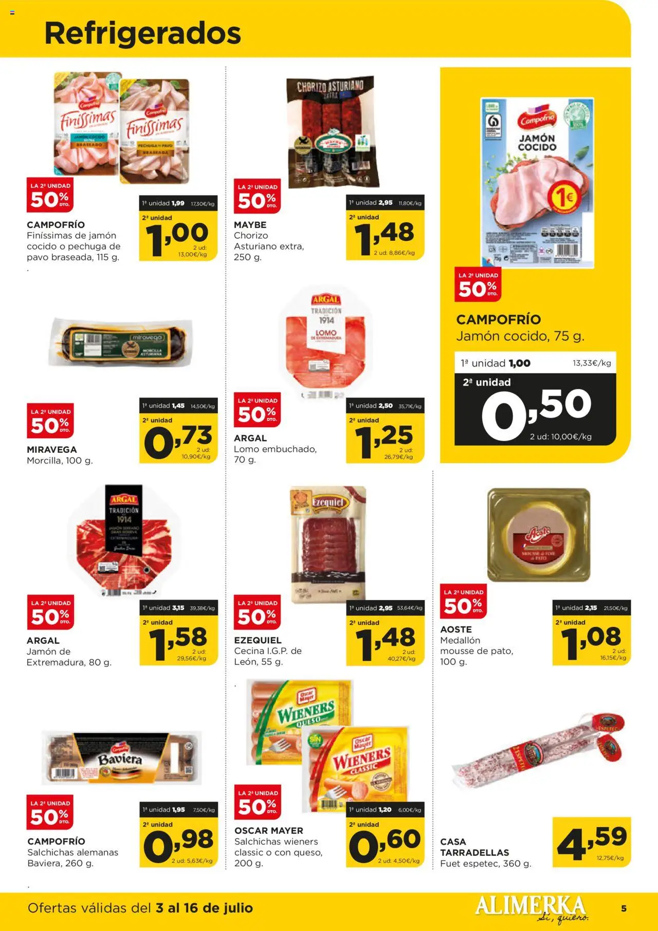 Alimerka folleto Asturias │ válido desde el 03.07.2025 | Página: 5 | Productos: Mousse, Jamón, Jamón cocido