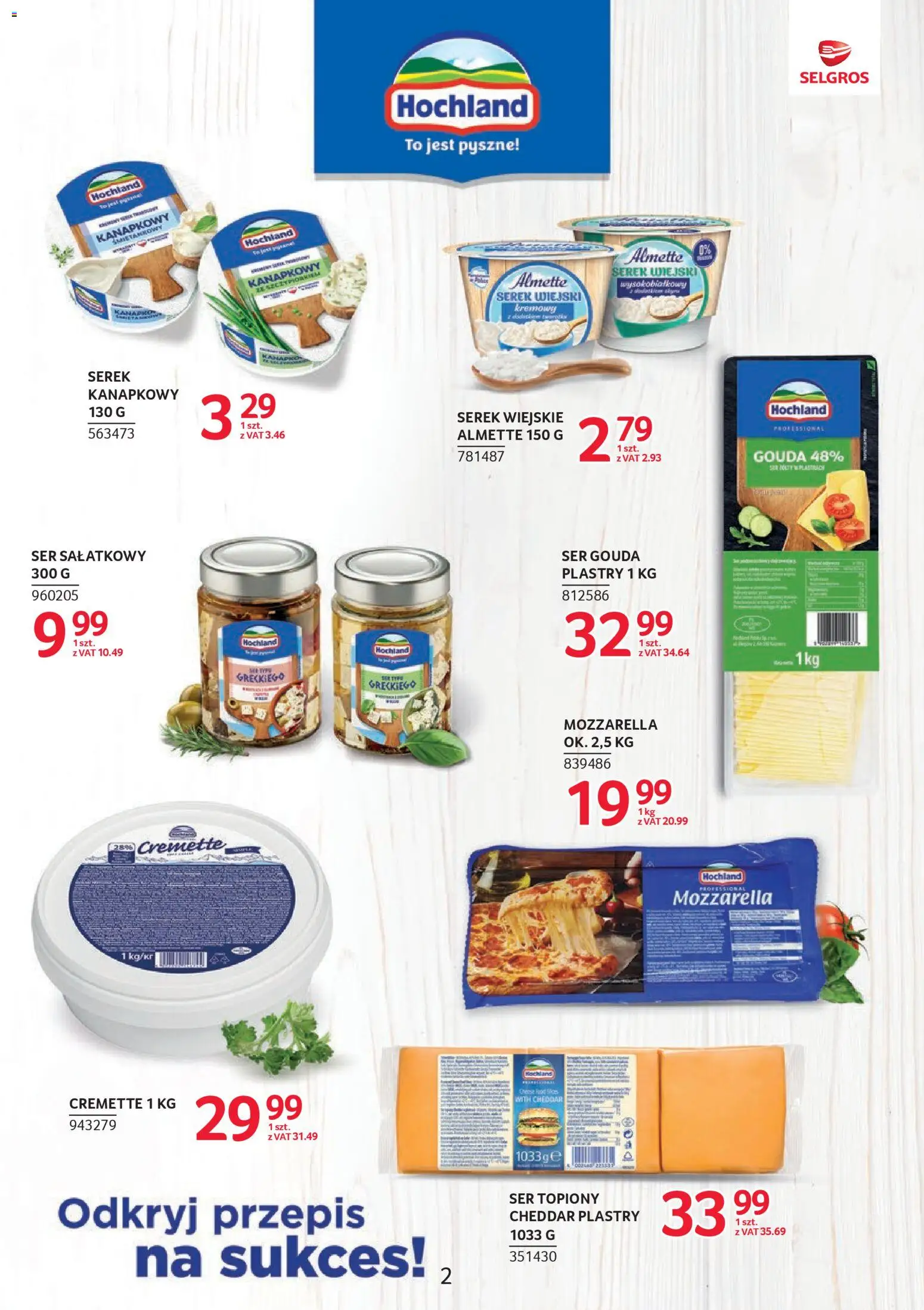 Selgros cash&carry gazetka - Markowe produkty od 19.03.2026 | Strona: 2 | Produkty: Serek, Serek wiejski, Ser, Cheddar