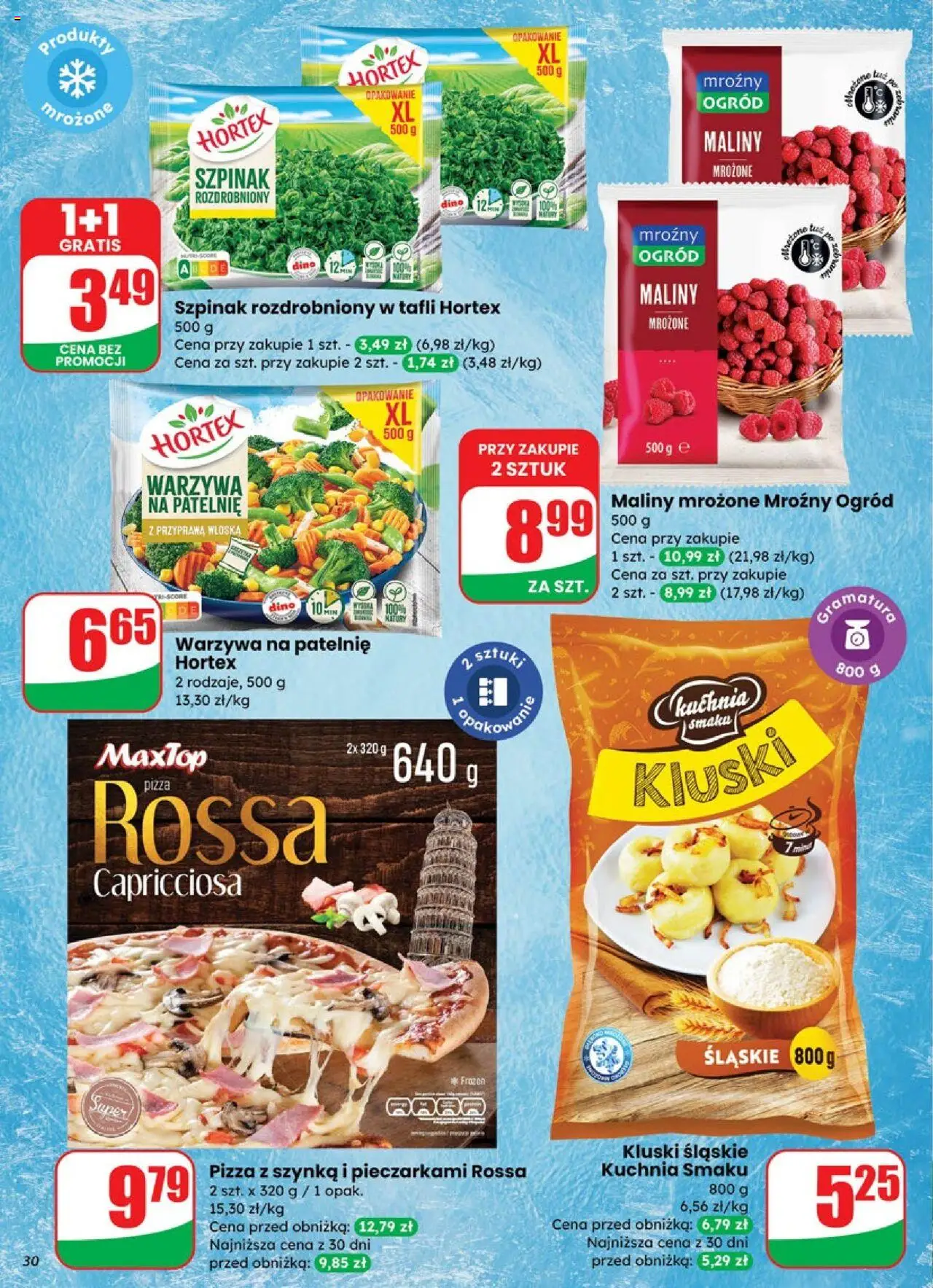 Dino Gazetka od 15.10.2025 | Strona: 30 | Produkty: Maliny, Warzywa na patelnie, Szpinak, Pizza