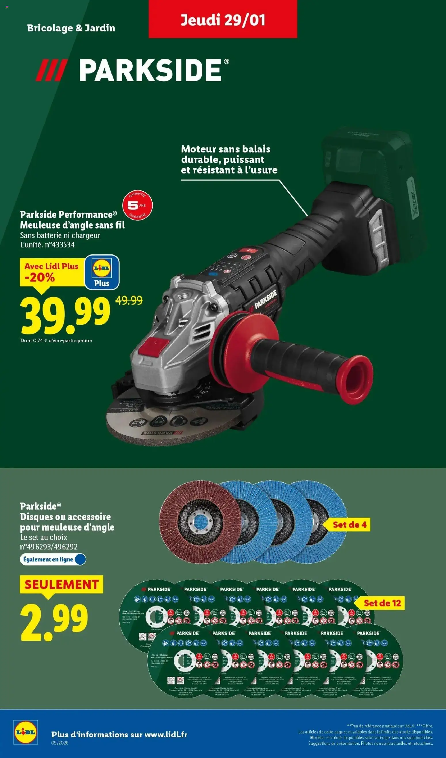 Catalogue LIDL du 28/01/2026 | Promo prospectus en ligne | Page: 38 | Produits: Meuleuse, Batterie