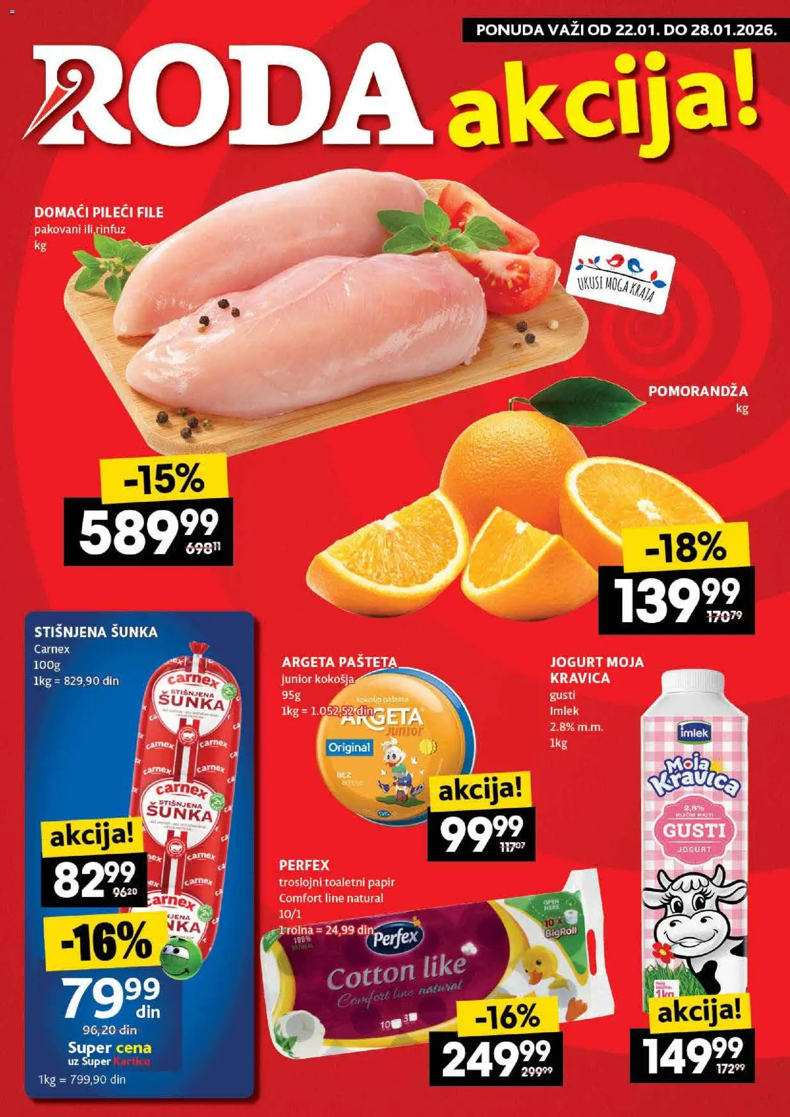 Roda katalog - važi od 22.01.2026 | Strana: 1 | Proizvode: Pomorandza, Jogurt, Šunka, Pašteta