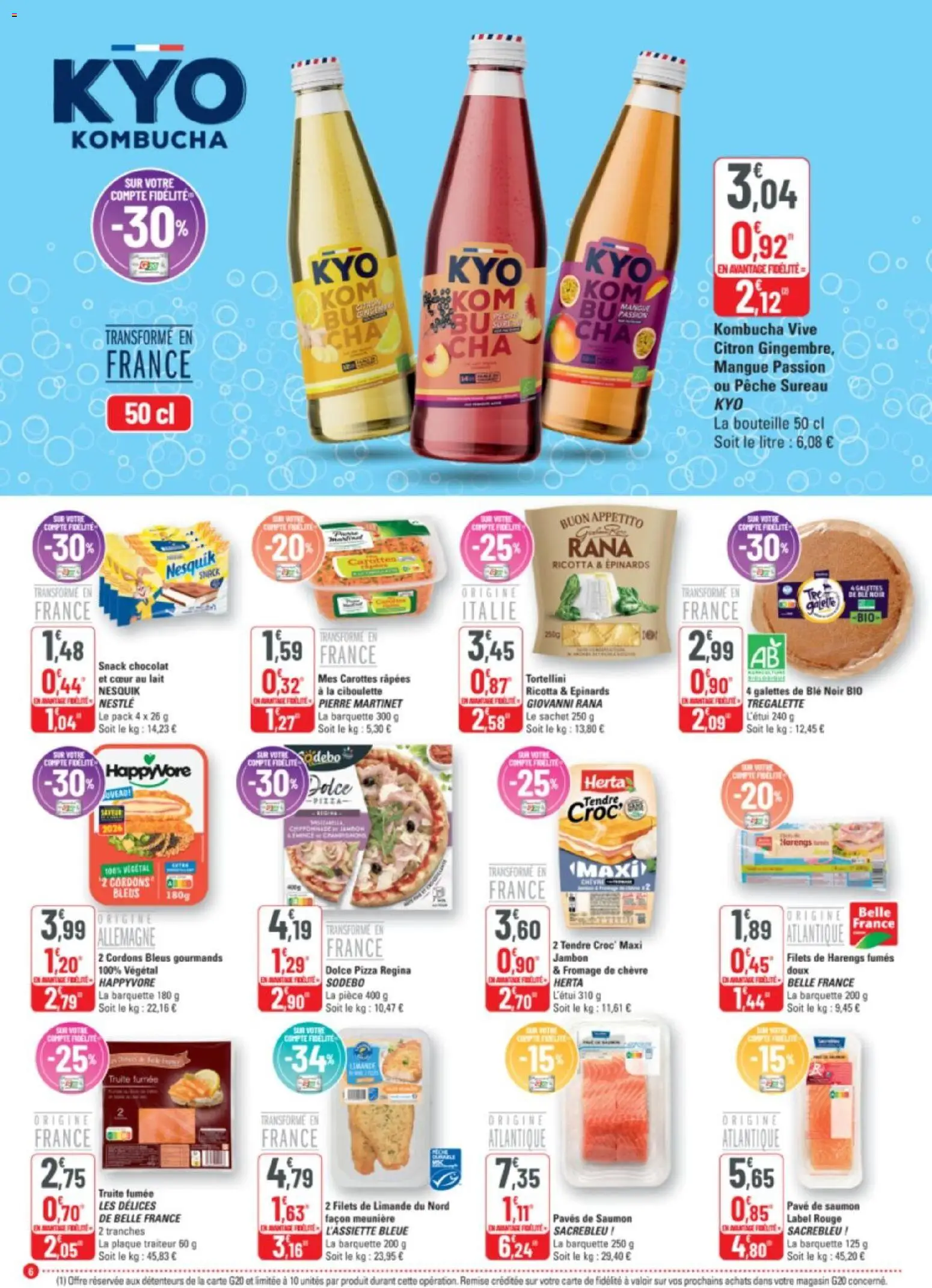 {H1} | Page: 6 | Produits: Carottes, Mangue, Fromage de chèvre, Chocolat