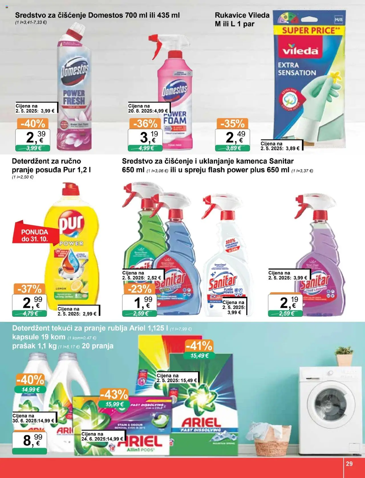 KTC katalog | vrijedi od 08.10.2025 | Stranica: 29 | Proizvodi: Domestos, Rukavice, Vileda, Ariel