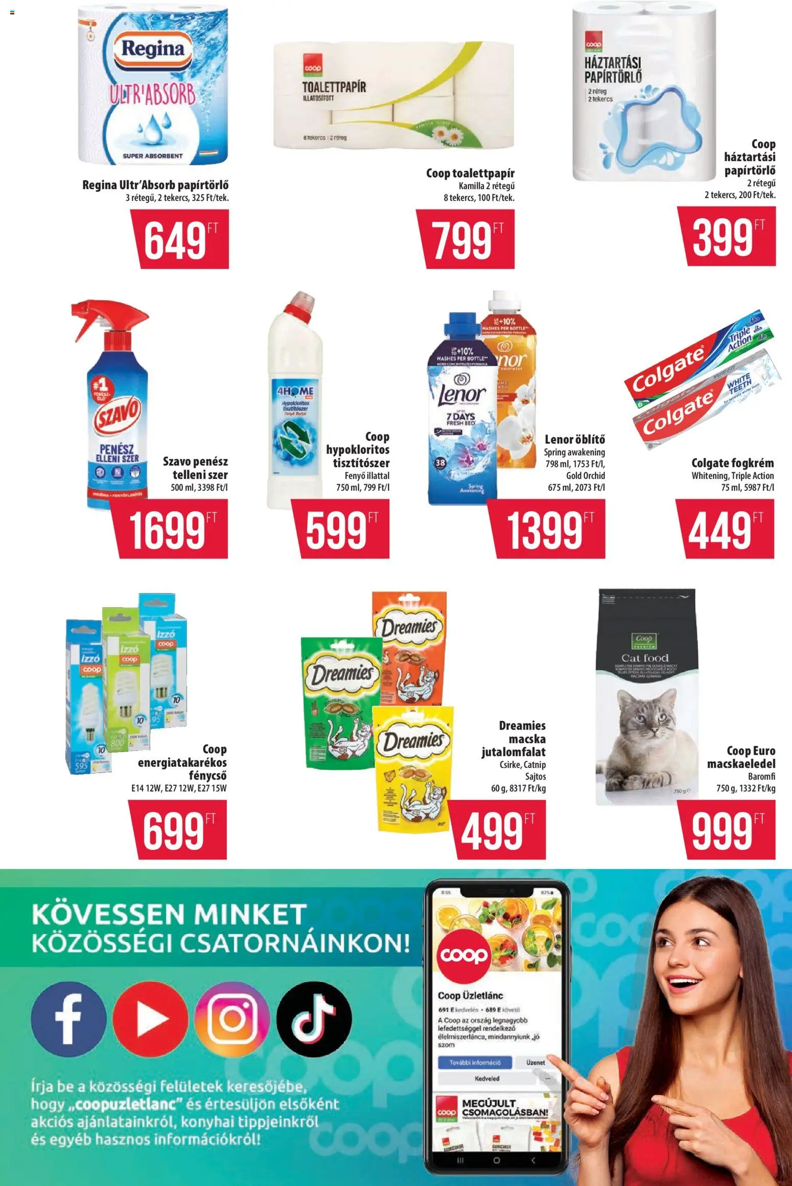 COOP akciós ujság - amely érvényes a következő dátumtól: 08.01.2026 | Oldal: 11 | Termékek: Macskaeledel, Izzó, Szavó, Fogkrém
