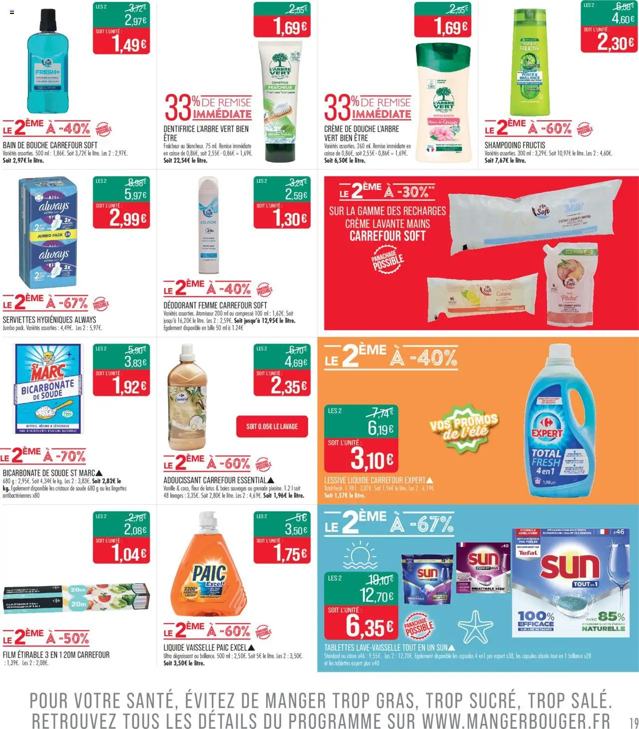  | Page: 19 | Produits: Déodorant, Bain de bouche, Adoucissant, Bicarbonate de soude