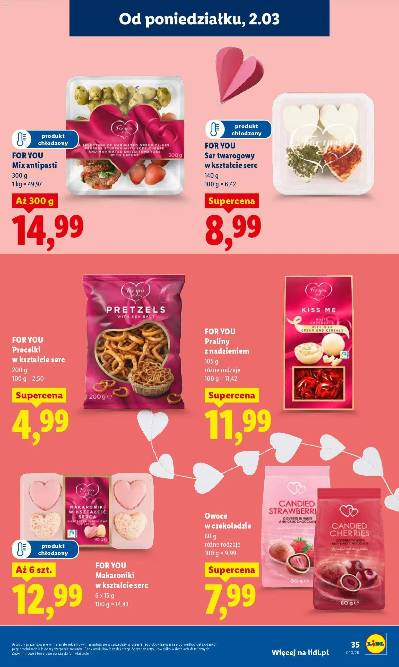 Lidl gazetka od 02.03.2026 | Strona: 35 | Produkty: Praliny, Ser, Owoce