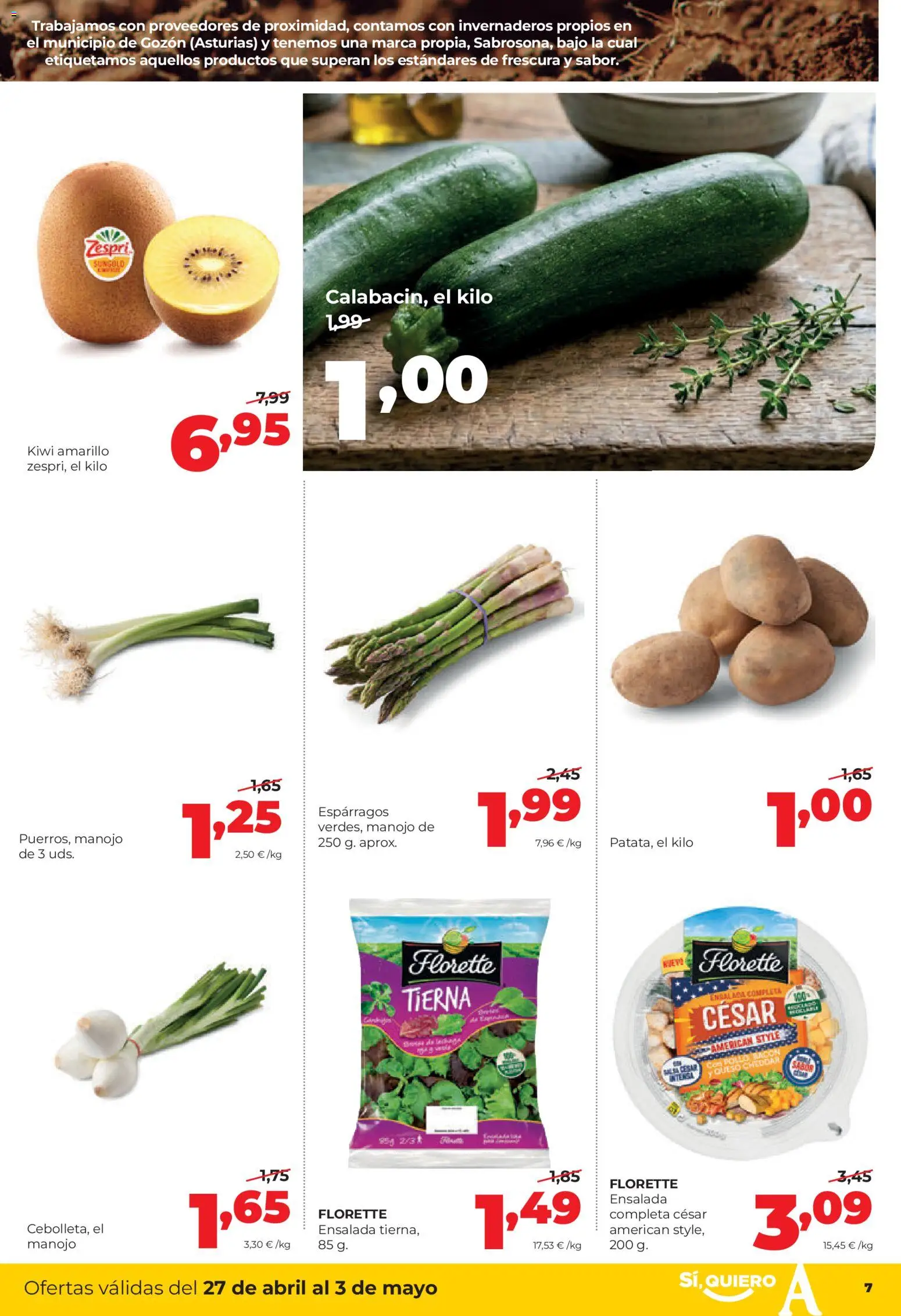 Alimerka folleto Zamora │ válido desde el 27.04.2026 | Página: 7 | Productos: Queso, Νερό καρύδας, Kiwi, Ensalada