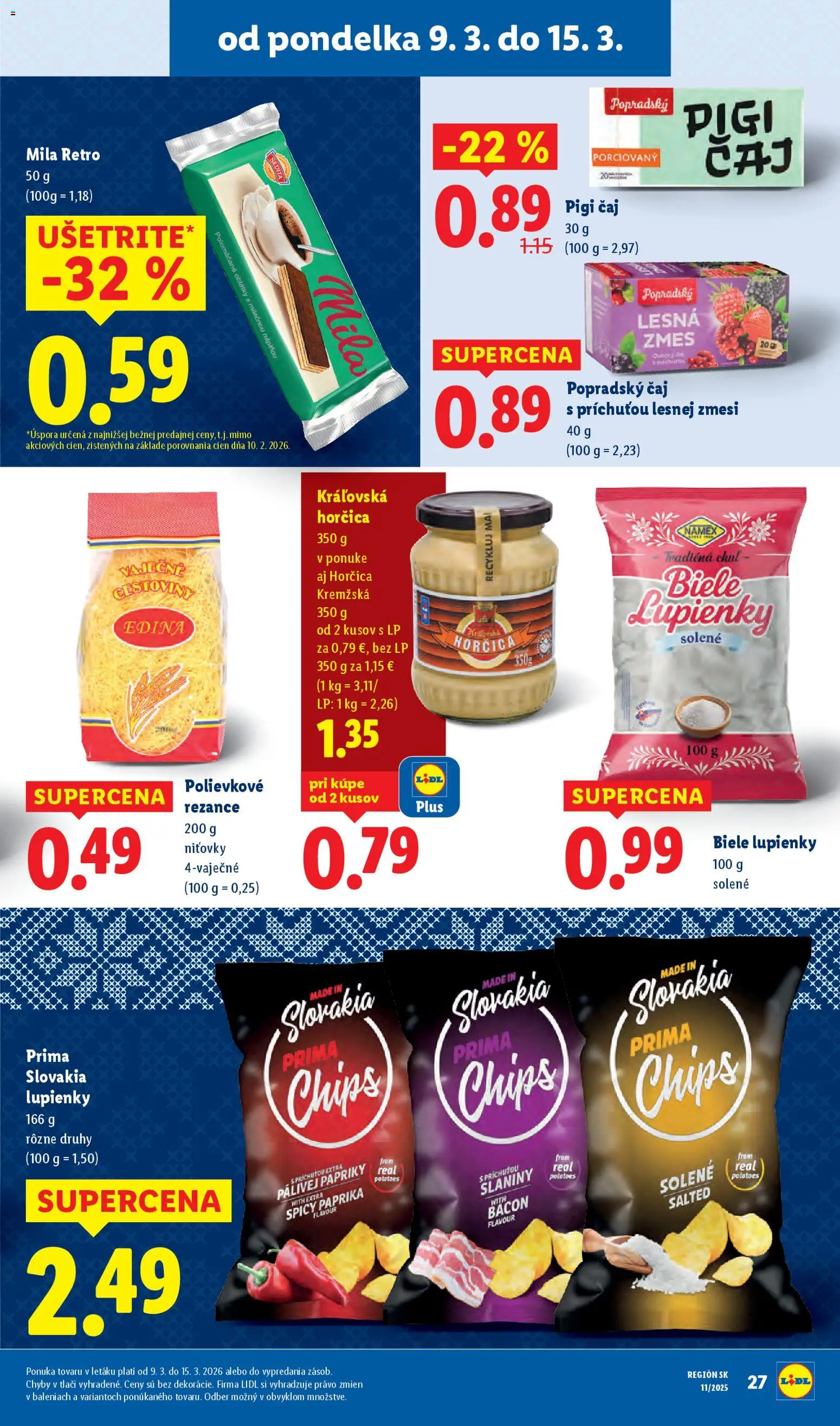 Nové Lidl akcie – leták je platný od 09.03.2026 | Strana: 31 | Produkty: Paprika, Čaj, Rezance, Mila