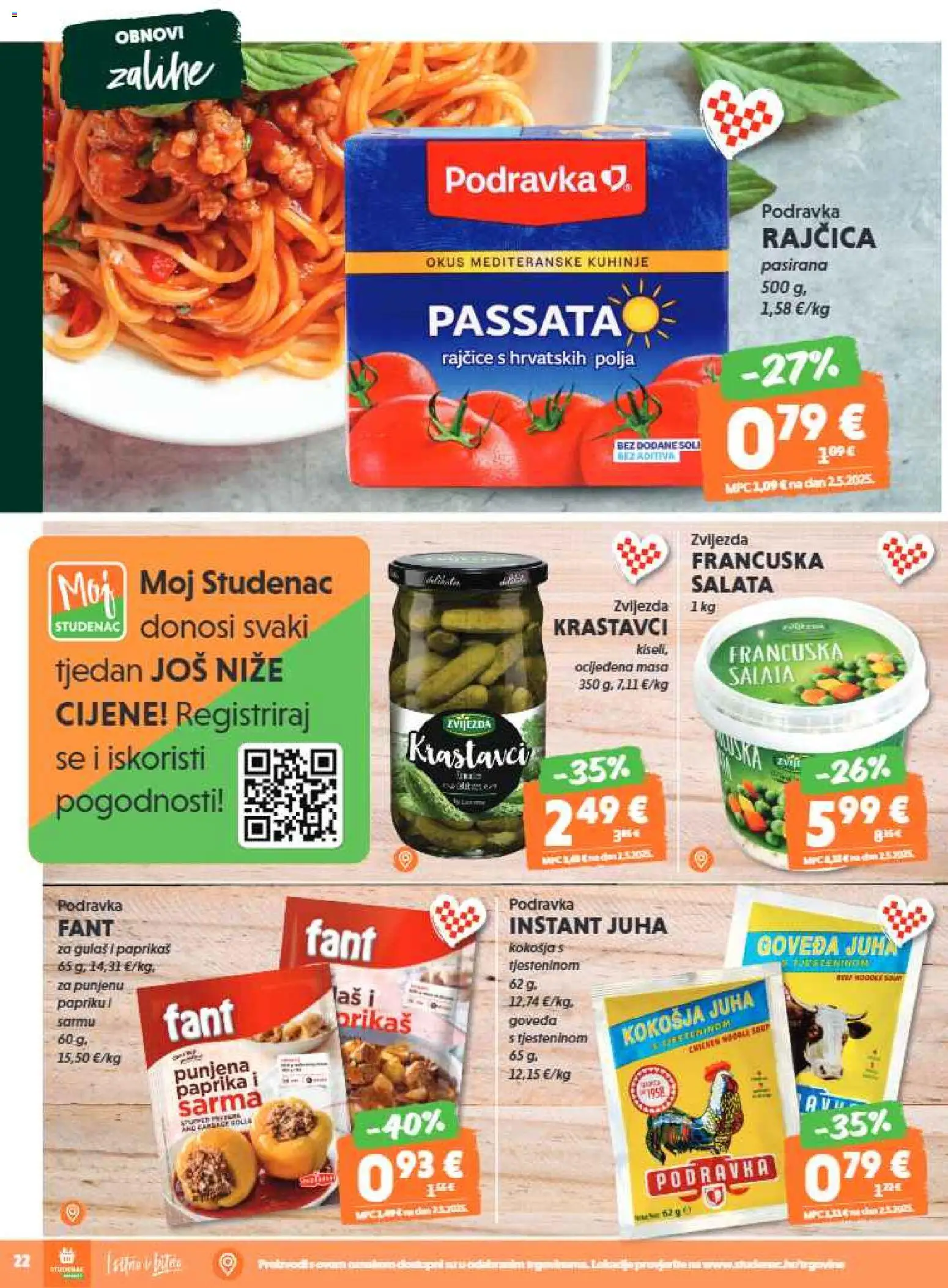 Studenac katalog | vrijedi od 25.03.2026 | Stranica: 22 | Proizvodi: Podravka, Paprika, Salata, Juha