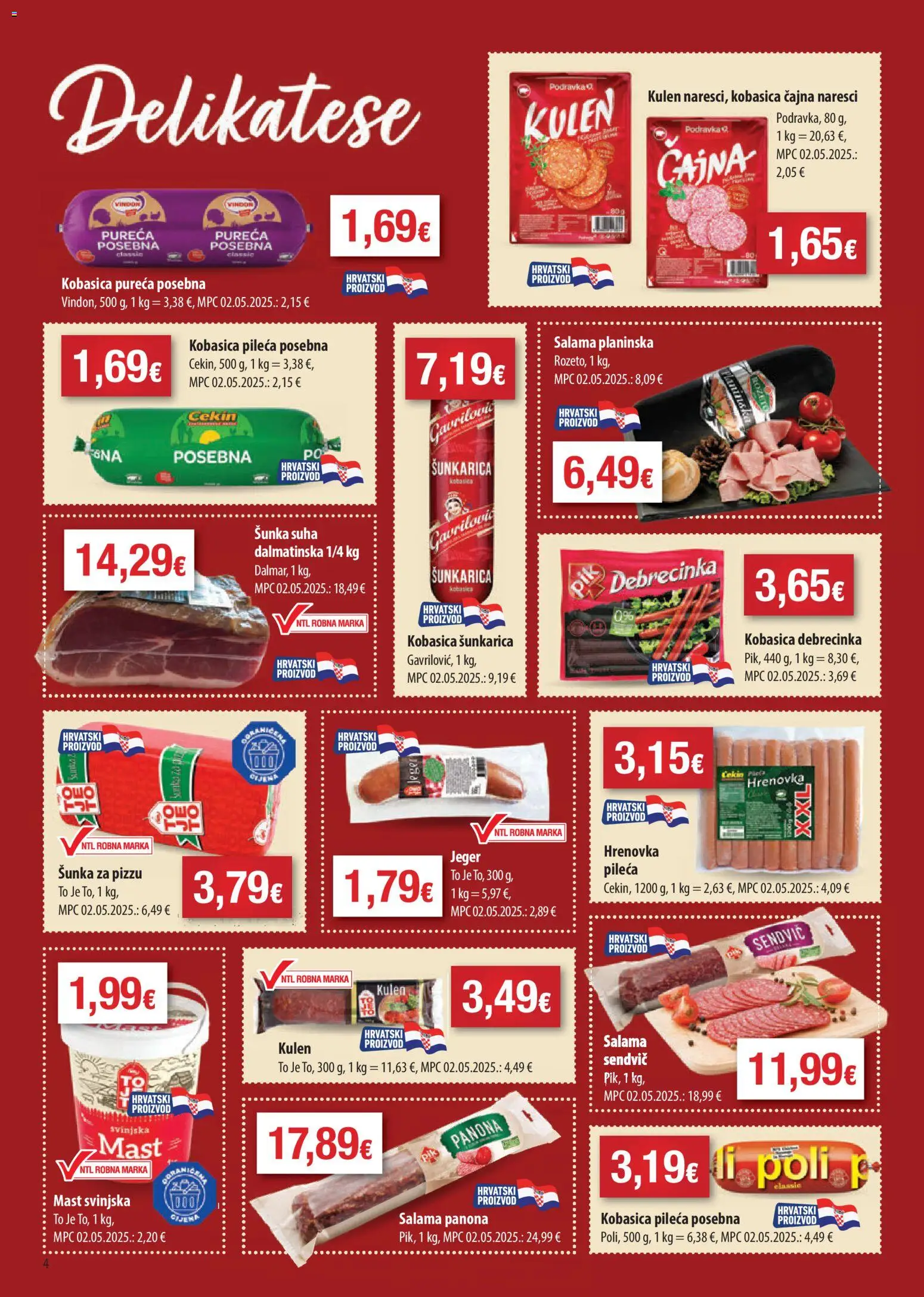 NTL katalog | vrijedi od 18.03.2026 | Stranica: 4 | Proizvodi: Mast, Šunka, Podravka, Kulen