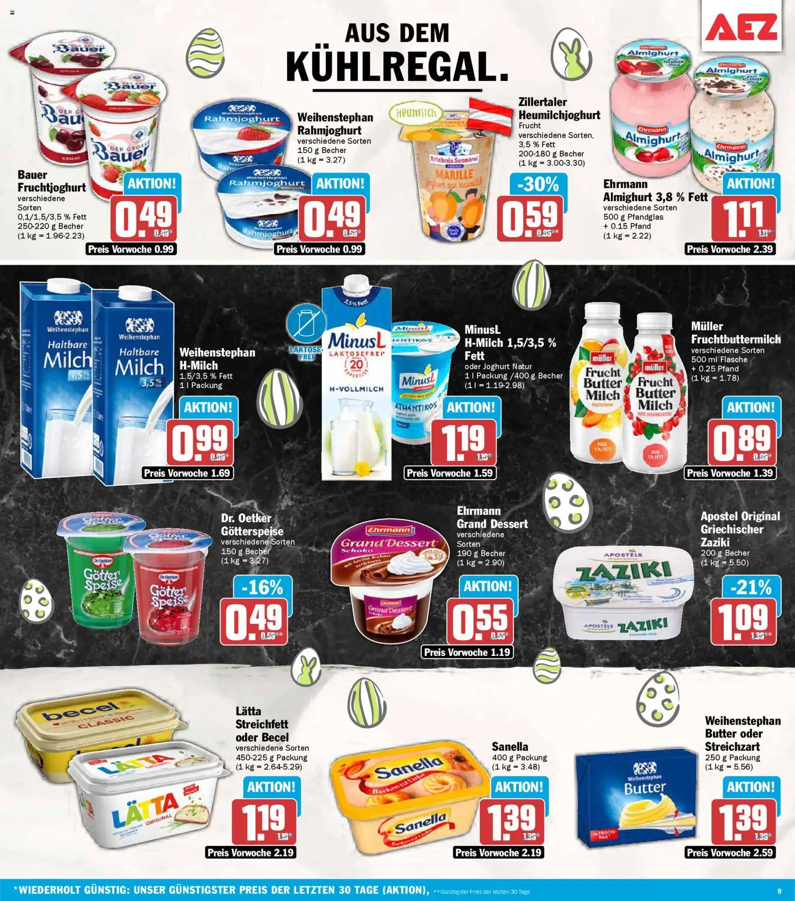 AEZ Prospekt 	 – gültig ab 23.03.2026 | Seite: 9 | Produkte: Milch, Butter, Fruchtjoghurt, Sanella