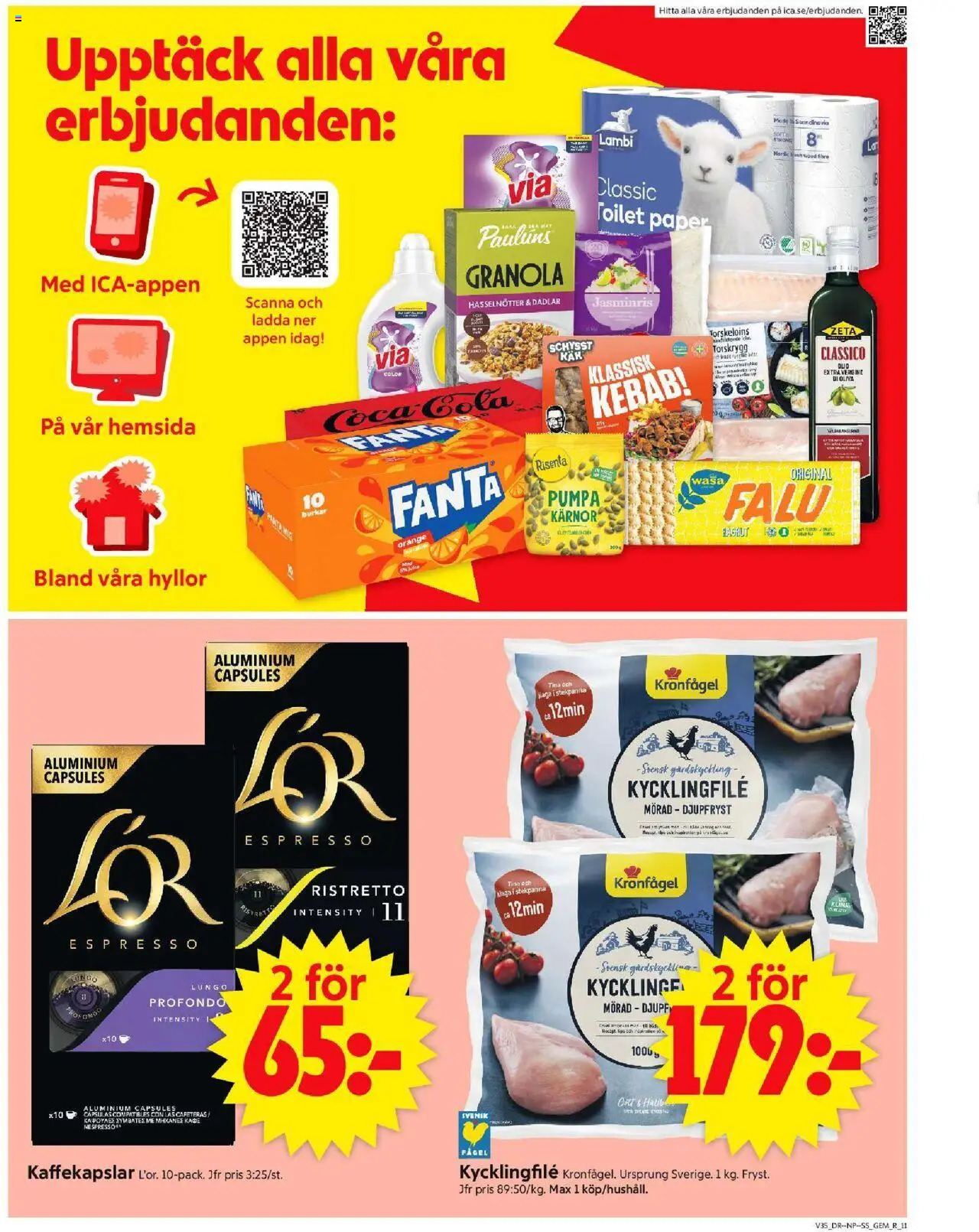 ICA Supermarket reklamblad aktuell från 25.08.2025 | Sida: 13 | Produkter: Kycklingfile, Coca cola, Stekpanna, Pumpa