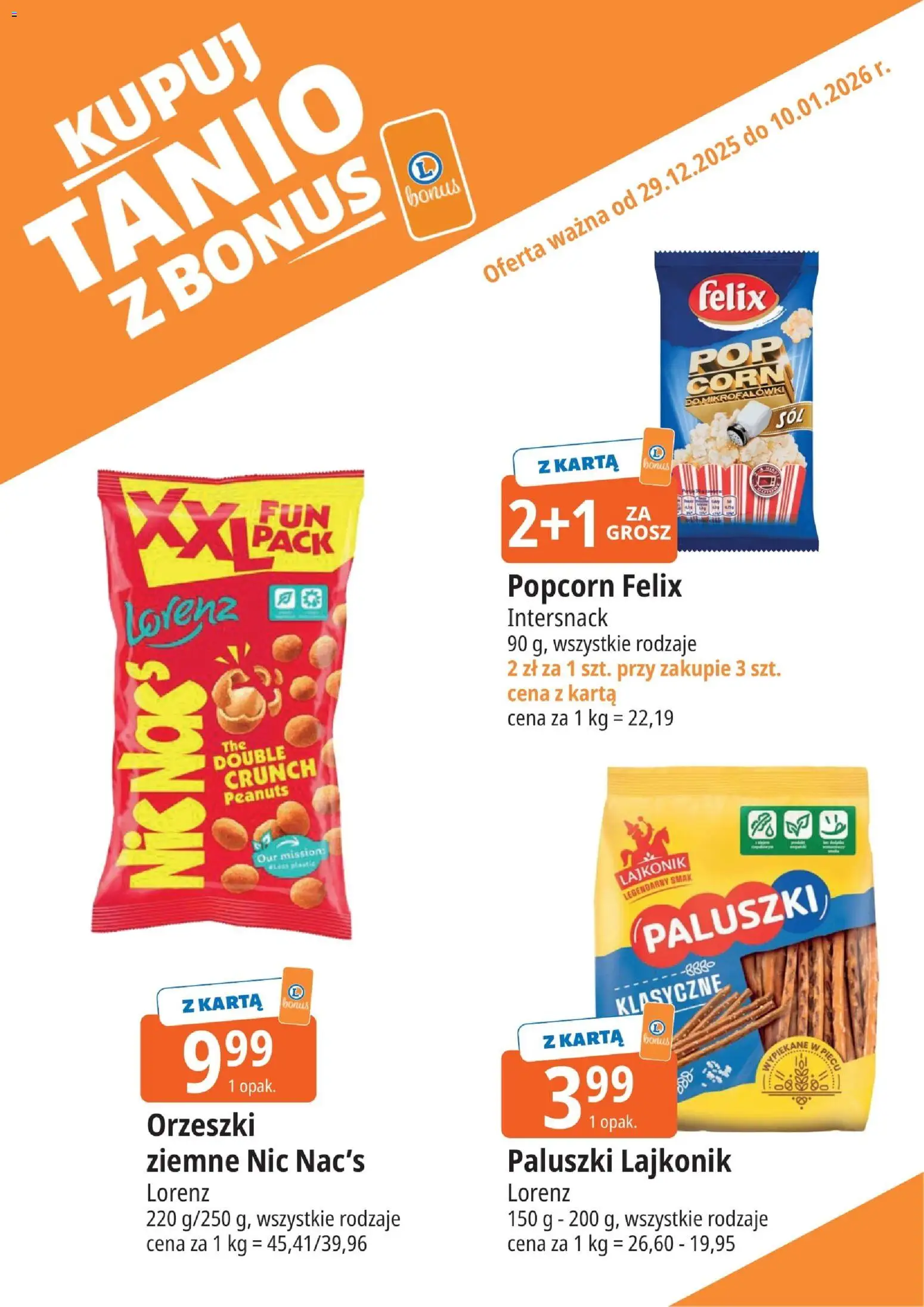E.Leclerc Gazetka - Kupony dodatkowe od 29.12.2025 | Strona: 9 | Produkty: Karta, Paluszki, Popcorn