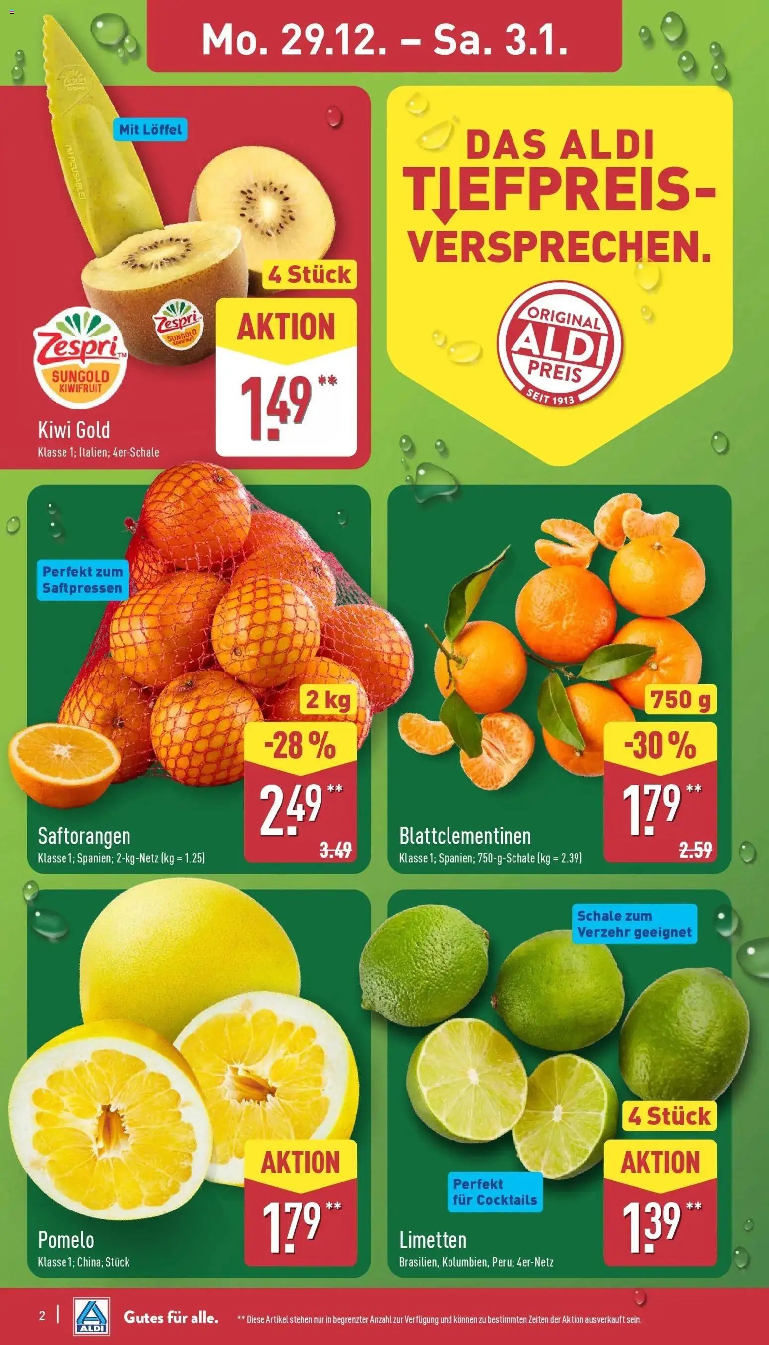 Aldi - ALDI Nord: Wochenangebote – gültig ab 28.12.2025 | Seite: 2 | Produkte: Limetten, Kiwi