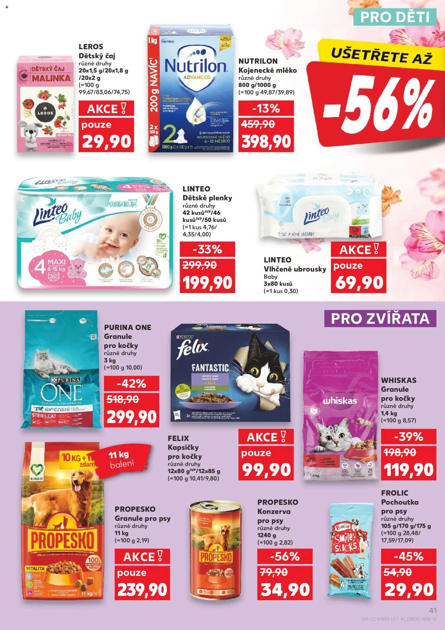 Kaufland leták - Praha 8 od 02.01.2026 | Strana: 41 | Produkty: Čaj, Kojenecké mléko, Felix kapsičky, Konzerva pro psy