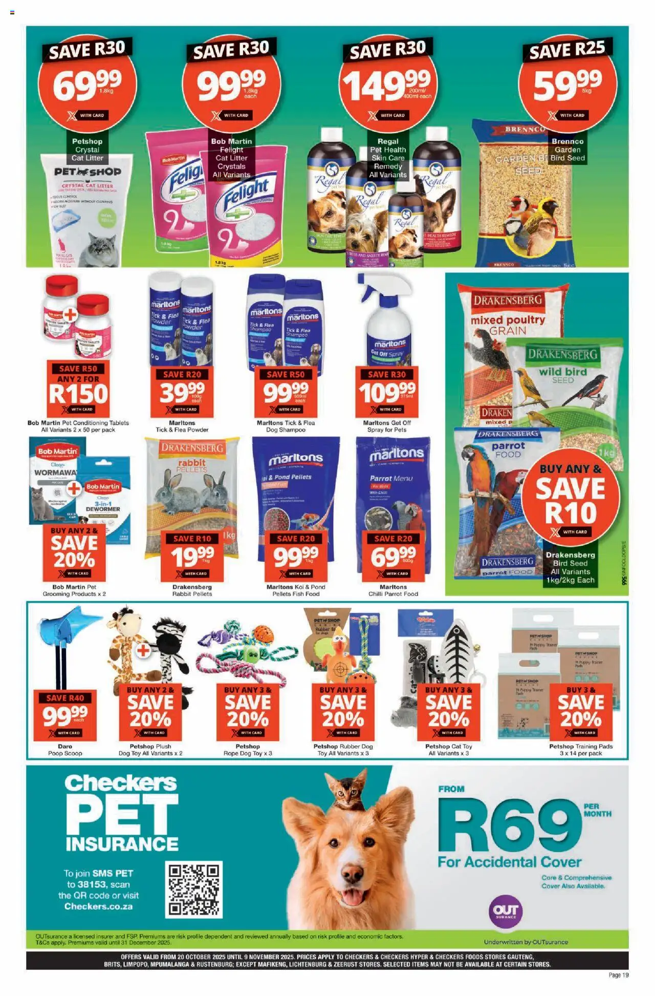 New Checkers catalogue – valid from 20.10.2025 | Page: 19 | Products: Limpiador íntimo, Powder, Shampoo, Cat litter