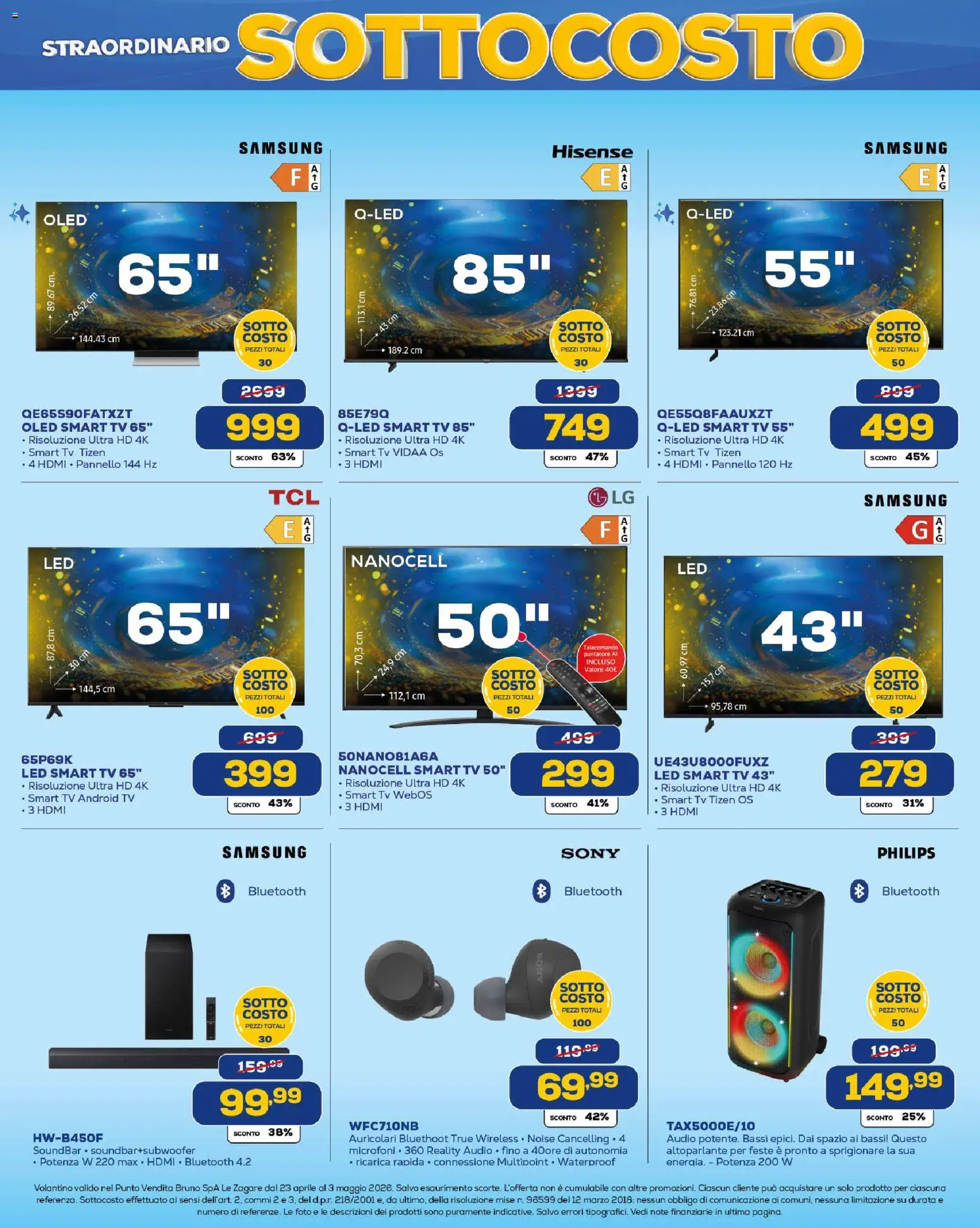 Volantino Euronics del 23.04.2026 | Pagina: 4 | Prodotti: Telecomando, Soundbar, TV, Audio