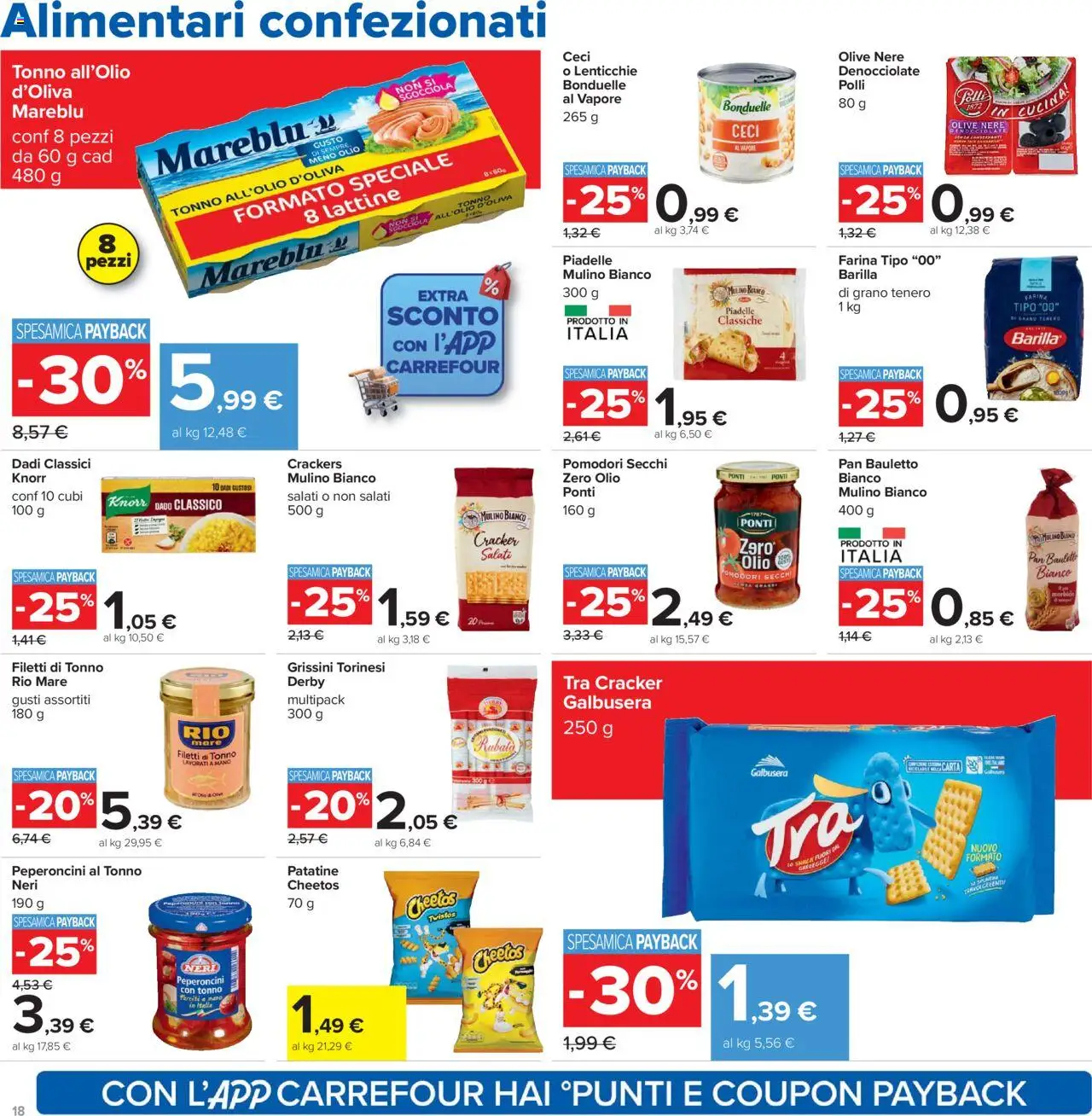 Volantino Carrefour del 23.10.2025 | Pagina: 18 | Prodotti: Patatine, Ceci, Olive, Farina