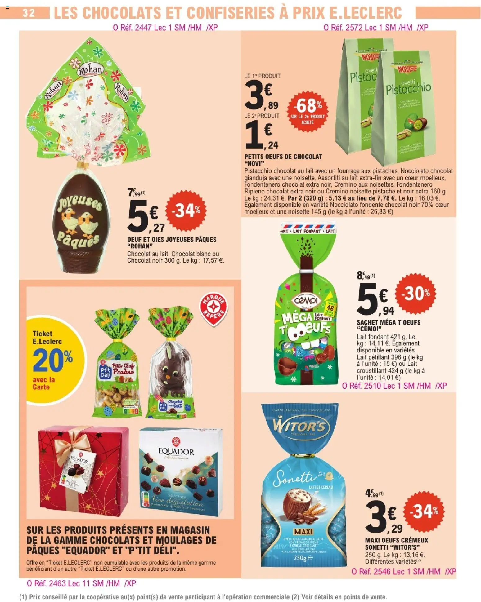 {H1} | Page: 32 | Produits: Rohan chocolat, Lait, Œufs, Chocolat