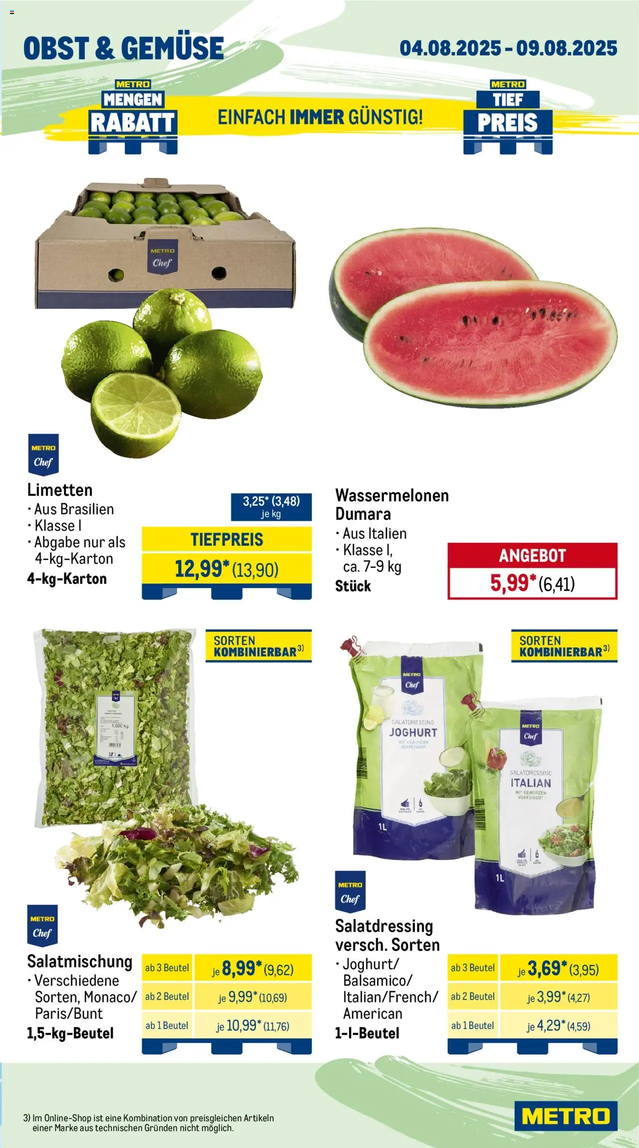 Metro Wochen-Angebote Gastro - gültig ab dem 04.08.2025 | Seite: 7 | Produkte: Joghurt, Limetten, Gemüse, Obst