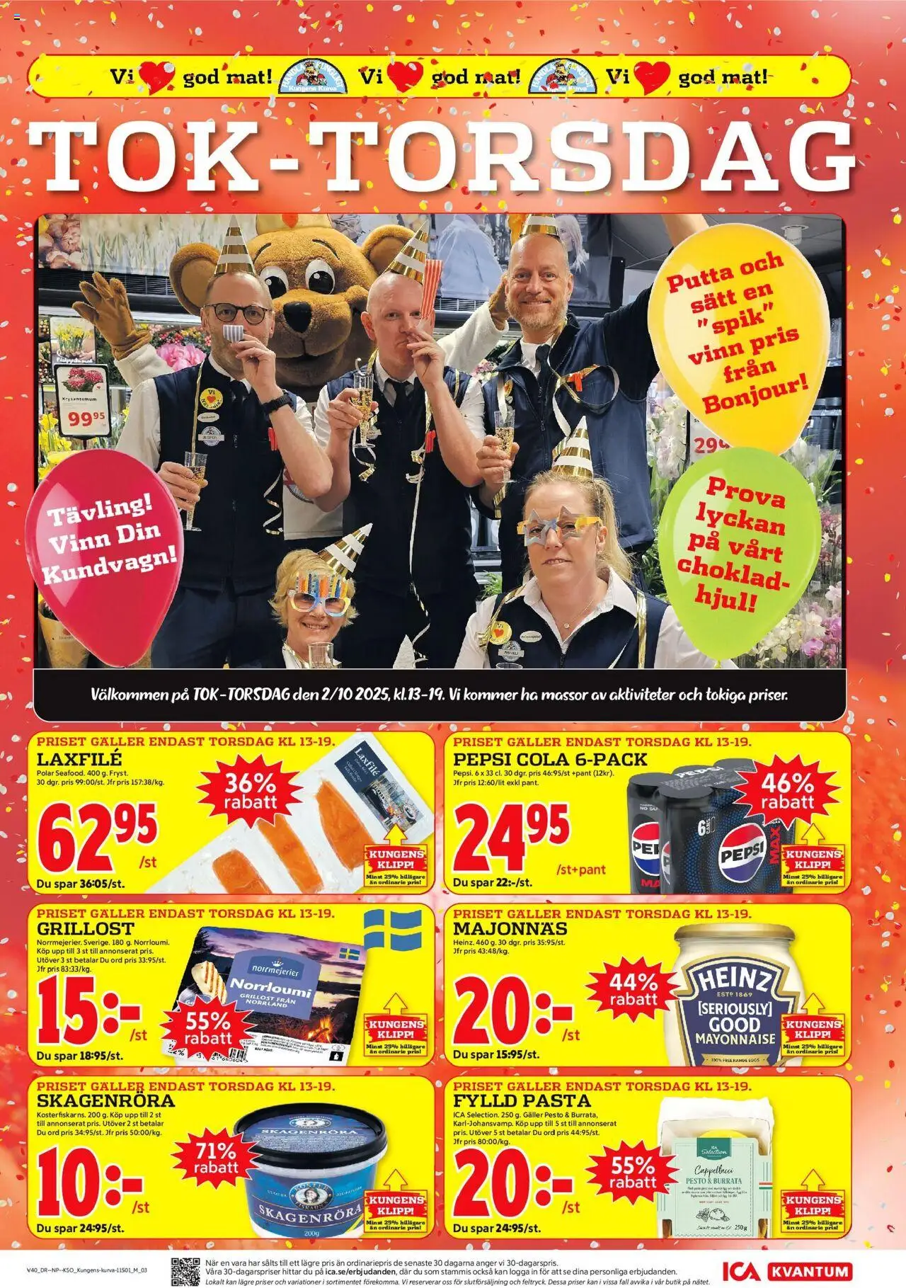 ICA Kvantum reklamblad aktuell från 29.09.2025 | Sida: 7 | Produkter: Burrata, Choklad, Pasta, Pesto