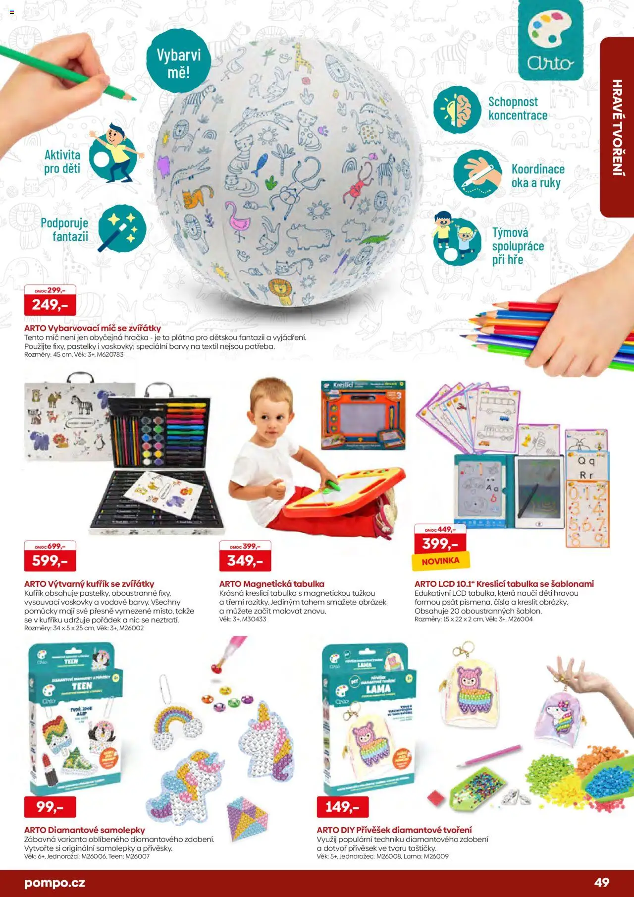 POMPO katalog Vánoce 2025 od 16.10.2025 | Strana: 49 | Produkty: Kufřík, Výtvarný kufřík, Kreslicí tabulka, Magnetická tabulka