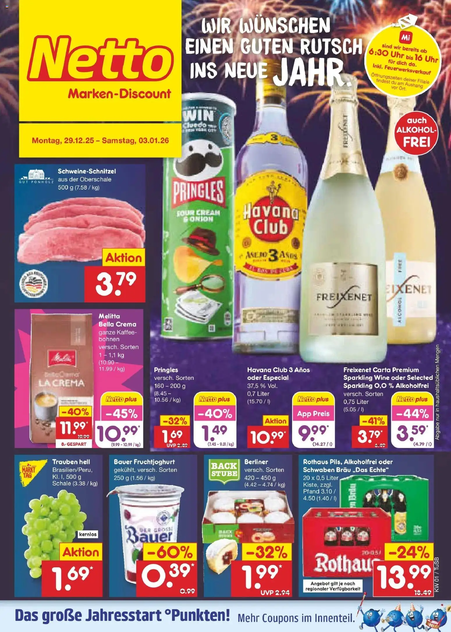 Netto Marken-Discount prospekt Lahr-Langenwinkel	 – gültig ab 28.12.2025 | Seite: 1 | Produkte: Melitta, Freixenet, Fruchtjoghurt, Uhr
