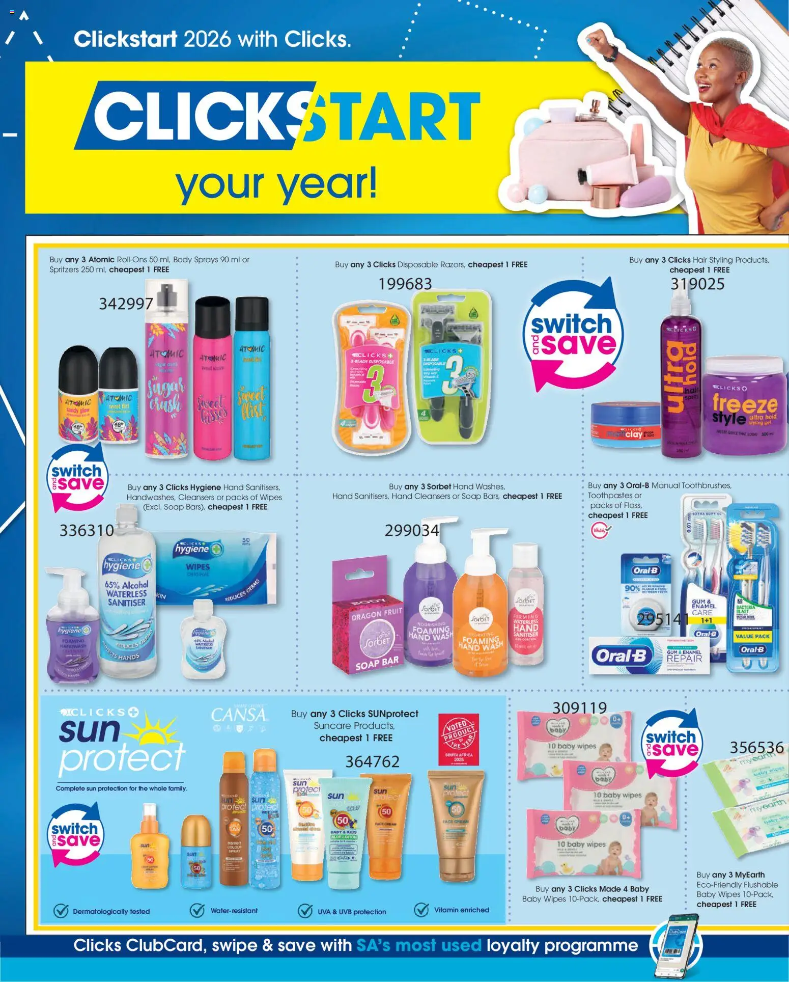 New Clicks catalogue – valid from 13.01.2026 | Page: 6 | Products: Handwash, Cream, Sugar, Sanitiser