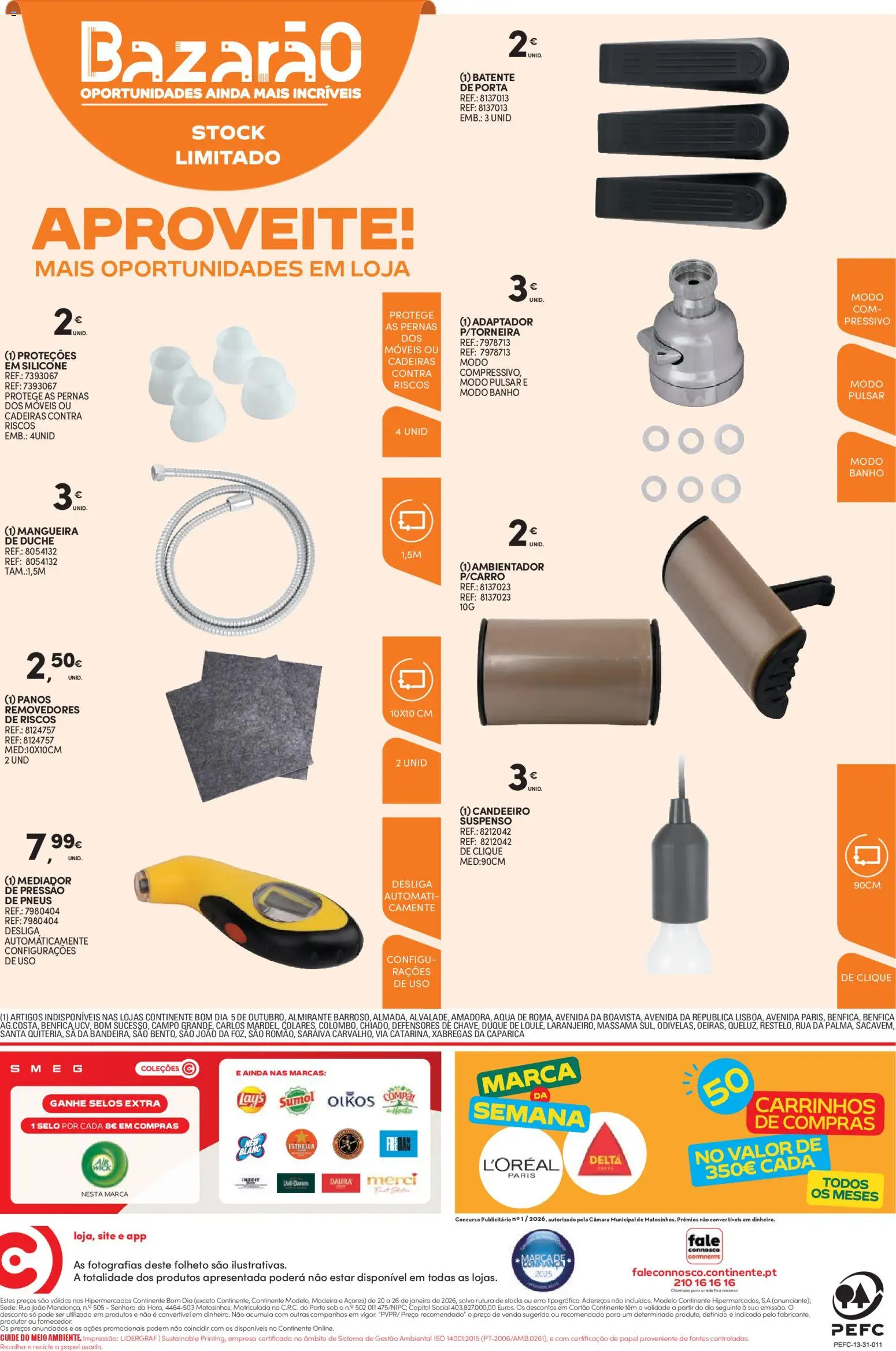 Continente Semanal Continente Bom Dia │ válido de 20.01.2026 | Página: 24 | Produtos: Cadeiras, Medidor de pressão, Mangueira, Banho