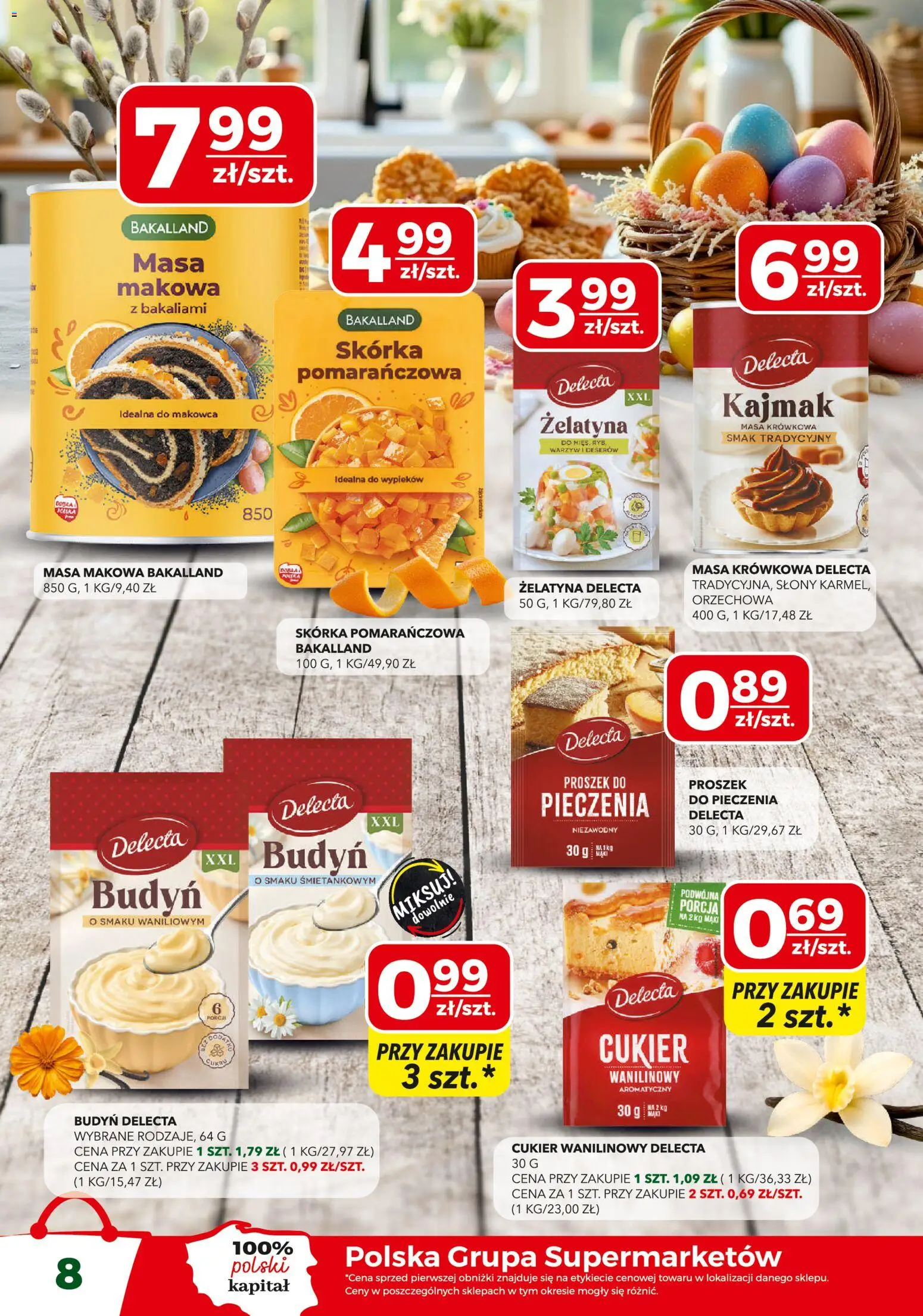 Top Market gazetka od 26.03.2026 | Strona: 8 | Produkty: Żelatyna, Skórka pomarańczowa, Masa makowa, Cukier wanilinowy
