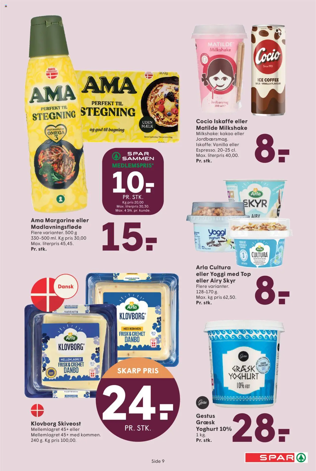 Spar Tilbudsavis gyldig fra 29.08.2025 | Side: 9 | Produkter: Mælk, Milkshake, Kakao, Margarine