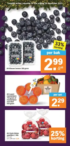 AH Leanri mandarijnen 750 gram of mandarijnen met blad 650 gram, AH Leanri mandarijnen 750 gram of mandarijnen met blad 650 gram - Voorbeeld van een folder van Albert Heijn, geldig van 20.12.2025 | Pagina: 38 | Producten: Mandarijnen, Zak