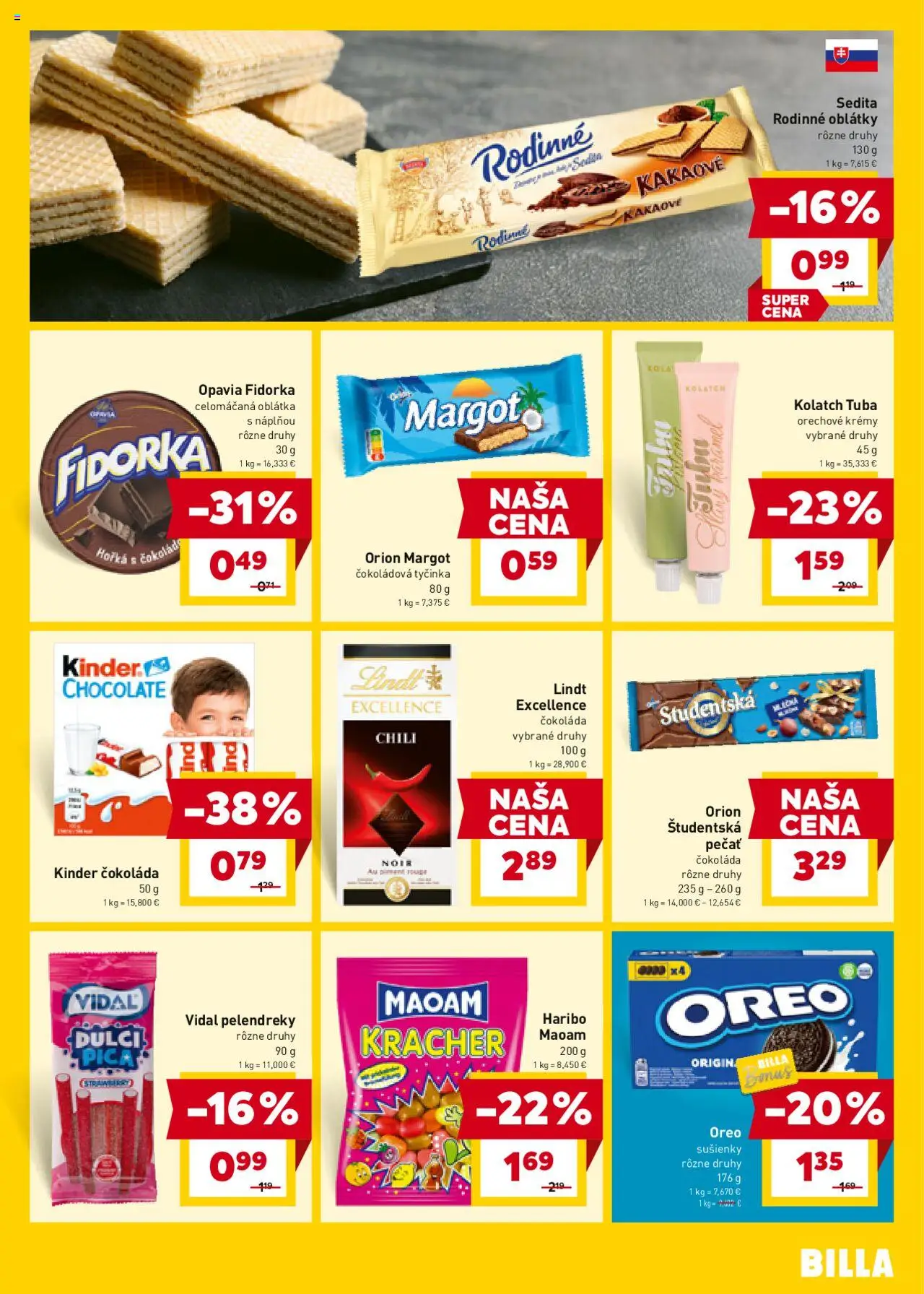 Billa leták │ platný od 20.08.2025 | Strana: 15 | Produkty: Lindt, Kinder, Čokoláda