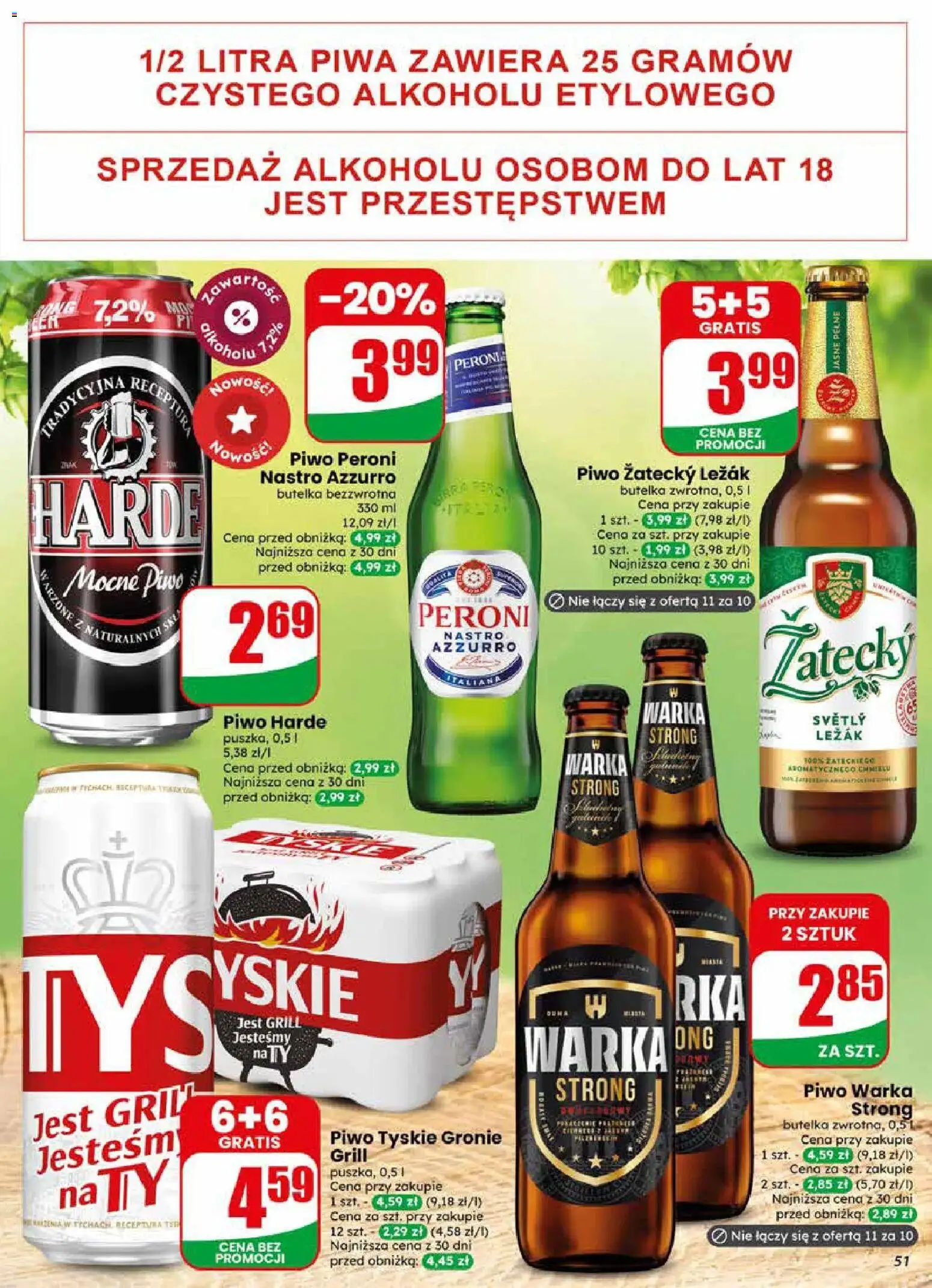 Dino gazetka od 22.04.2026 | Strona: 51 | Produkty: Leżak, Warka, Tyskie, Piwo